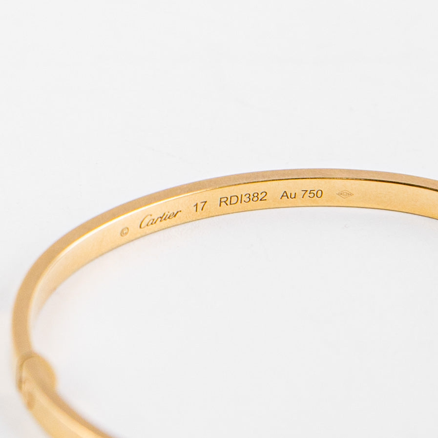 Cartier Love Small 10 Diamond Yellow Gold Bracelet Size 17 - Luxury Jewelry Gift for Women, Anniversary & Special Occasions