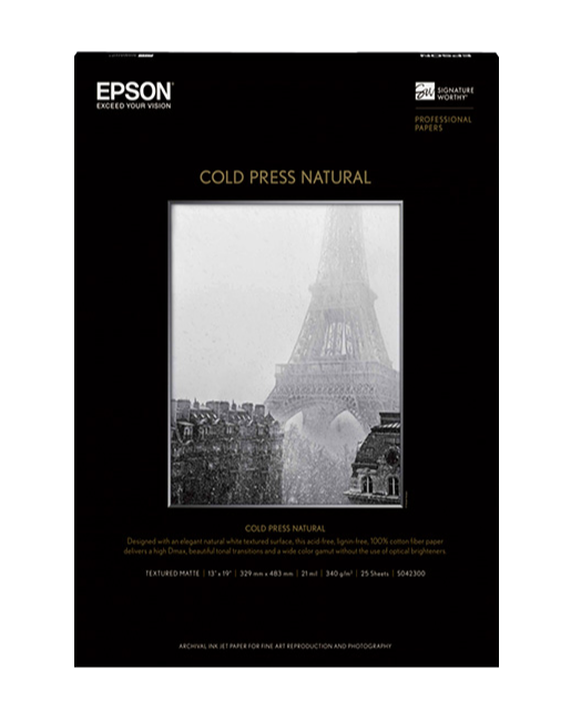 Epson Cold Press Natural Paper Roll - 24 x 50 Inches, Acid-Free Watercolor Paper for Artists - Perfect for Painting, Sketching & Calligraphy