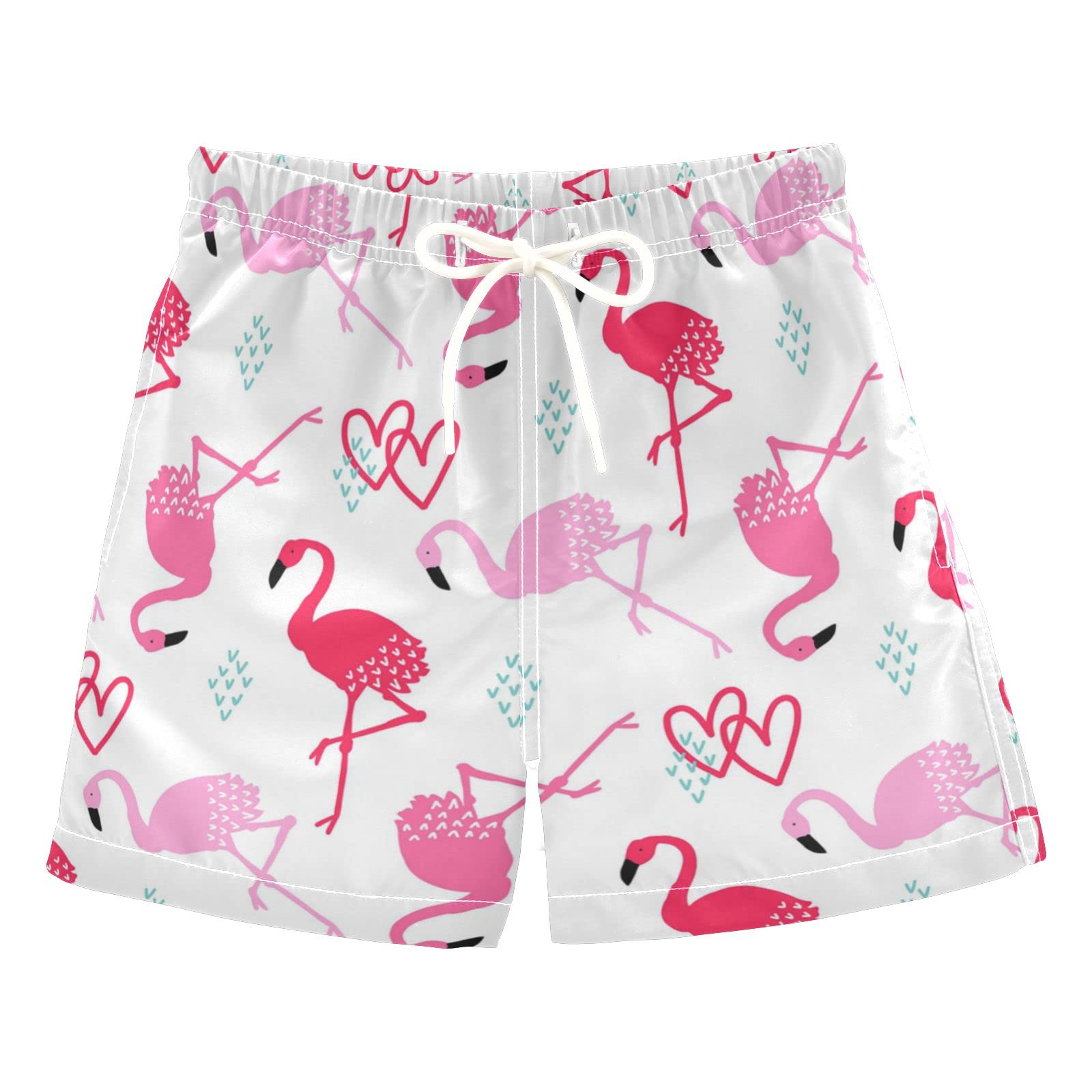 AMICHIC Boys Pink Flamingos Swim Trunks - Quick Dry Toddler Swimwear for Kids 2-8 Years - Perfect for Beach, Pool & Summer Water Activities