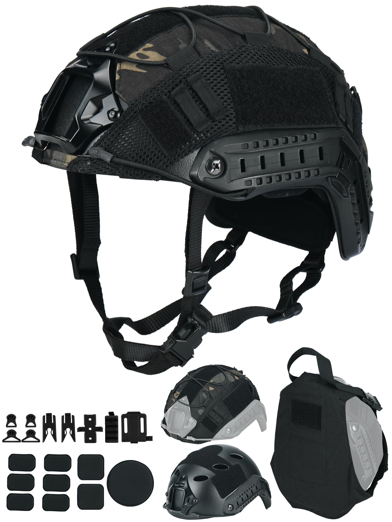 Tactical Airsoft Helmet with Quick-Release System & Carry Bag - Military Style Paintball Helmet for Airsoft, Paintball, and Outdoor Combat Training