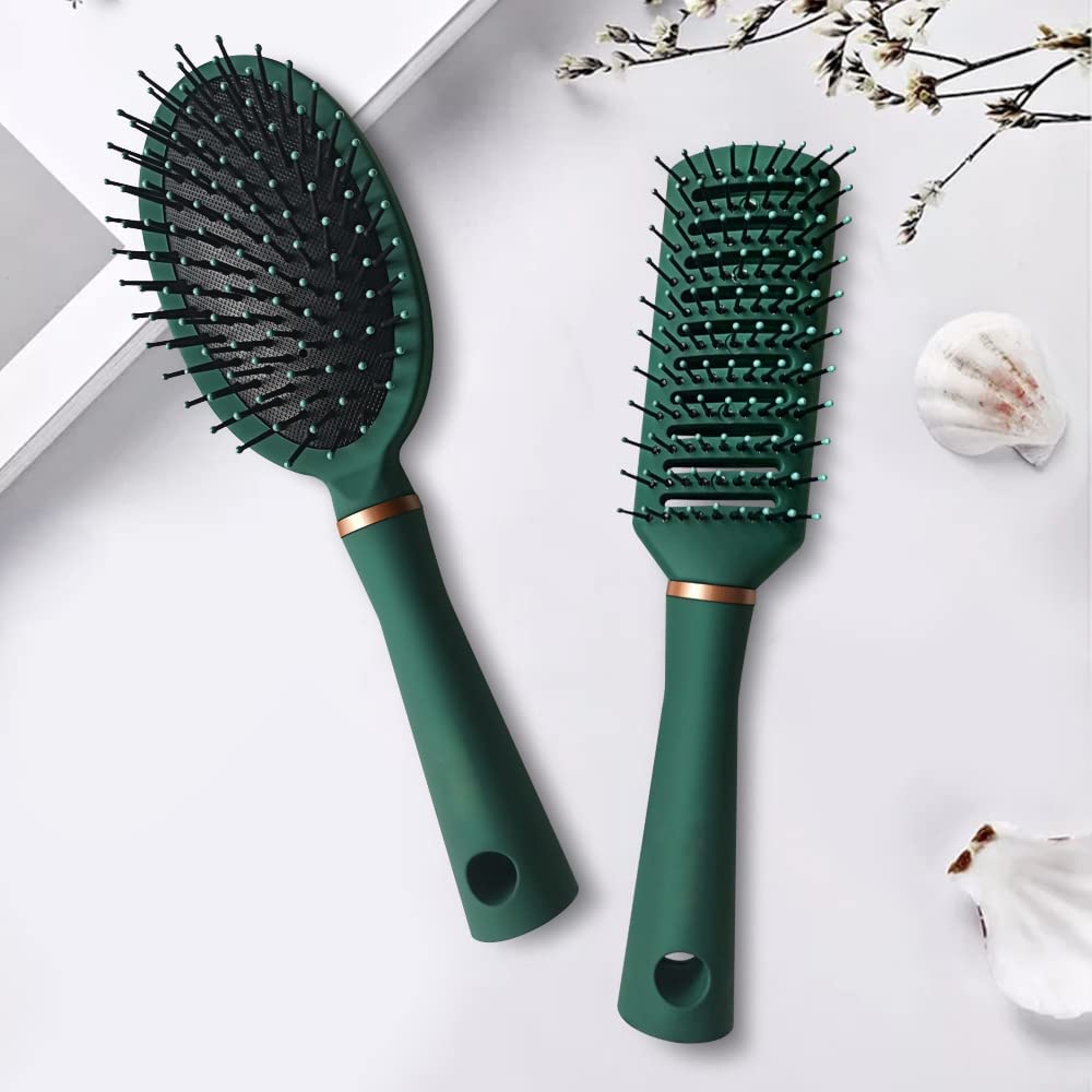 YARAX 4-Piece Hair Brush Set - Anti-Static Oval Comb, Round Brush, Vent Brush & Detangling Paddle Brush for Women, Men & Kids - Perfect for Wet/Dry Hair, Detangling, Shine & Scalp Massage - Ideal for Home, Travel & Salon Use