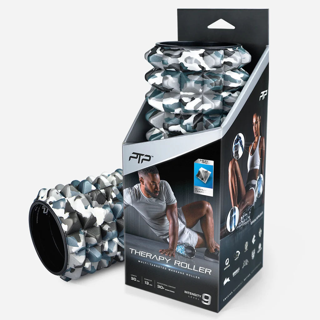 PTP Massage Therapy Roller - Firm Foam Roller for Muscle Recovery & Pain Relief - Camouflage Design - Perfect for Gym, Yoga & Post-Workout Recovery