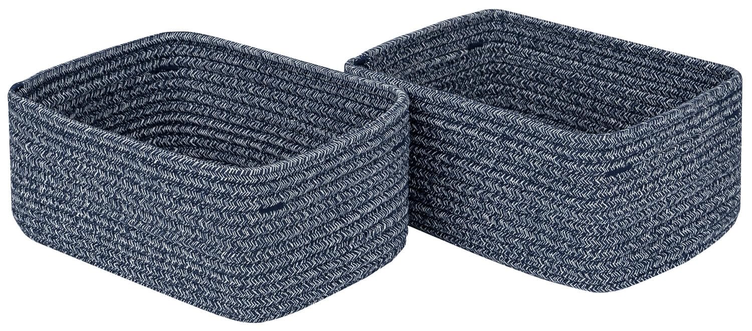 CubesLand 2-Pack Woven Cube Storage Baskets - Navy Blue Closet Organizer Bins for Toys, Clothes & Home Decor | Durable, Skin-Friendly & Stylish Room Organization Solution | Perfect for Bedroom, Nursery & Playroom Storage
