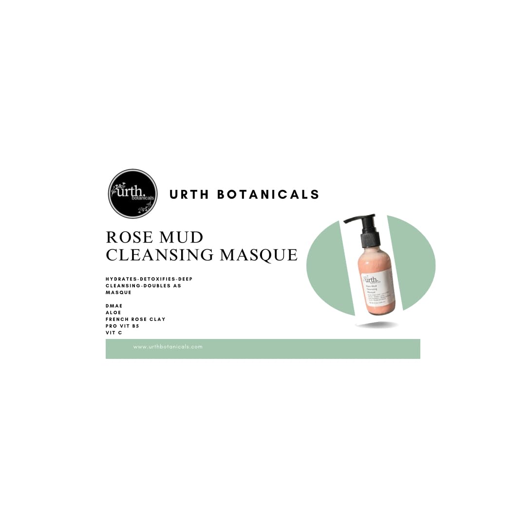 Rose Mud Cleansing Mask for Face - 100% Vegan & Cruelty-Free Facial Treatment with DMAE, Vitamin B5, C & Niacinamide | Gentle Daily Deep Cleansing Mask & French Rose Clay Exfoliator | Made in USA (4 Fl Oz) - Perfect for Acne-Prone Skin & Glowing Complexion