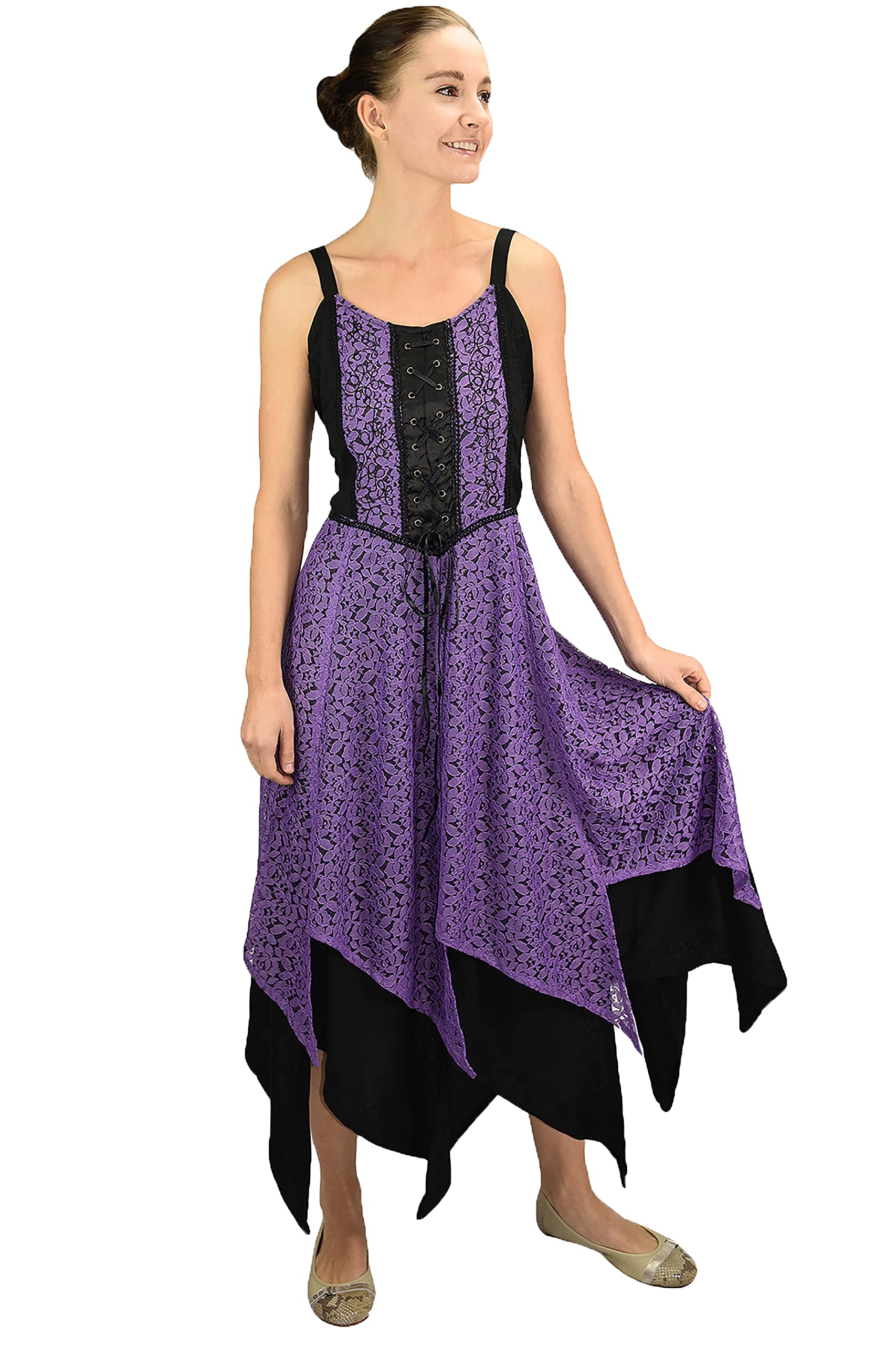Agan Traders 2025 Spring Women's Spaghetti Strap Long Evening Gown - Boho Lace Overlay Formal Dress for Prom, Wedding & Halloween Party