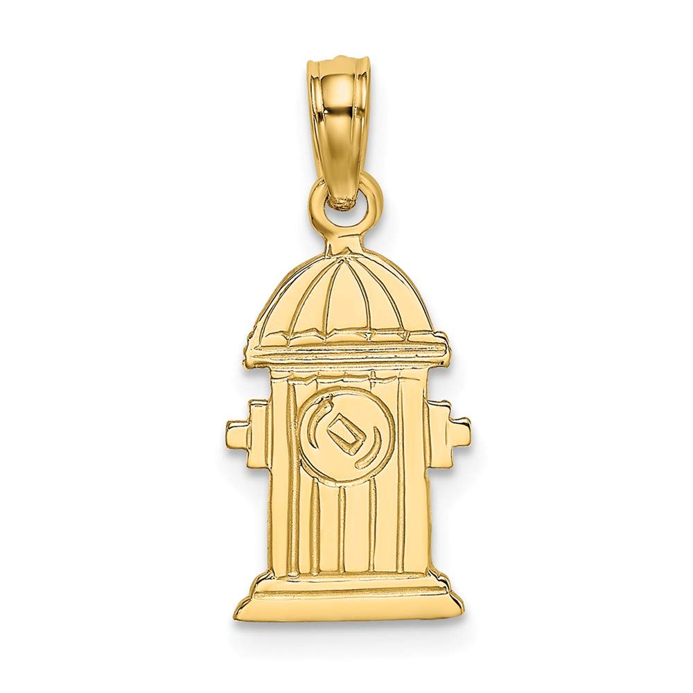 14K Yellow Gold Fire Hydrant Pendant - High Polish & Engraved Jewelry for Men | Perfect Gift for Firefighters & First Responders | Ideal for Everyday Wear & Special Occasions