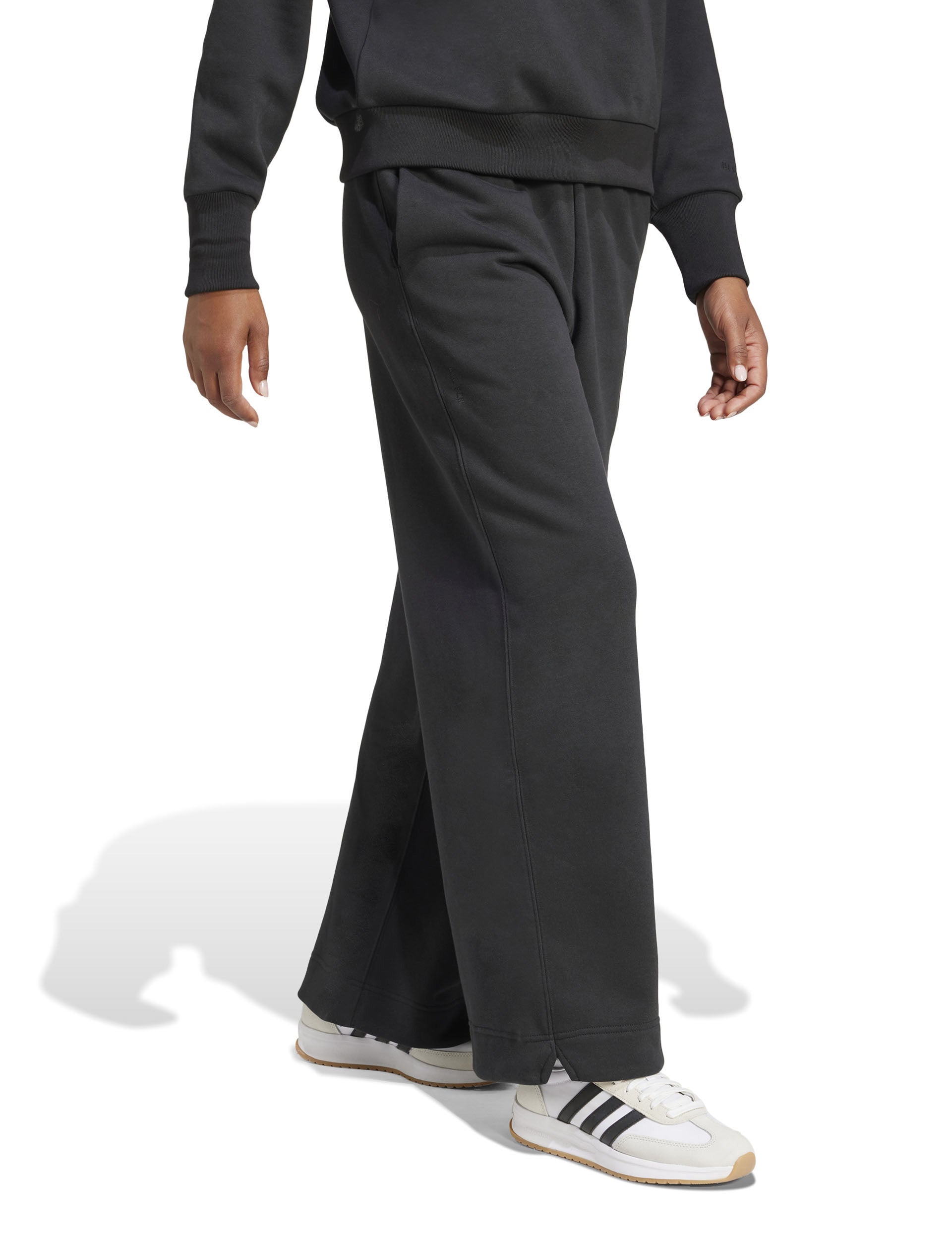 ALL SZN Fleece Loose Wide Leg Pants for Women - Soft & Comfortable Winter Lounge Pants - Black Casual Sweatpants for Home, Yoga, and Relaxation