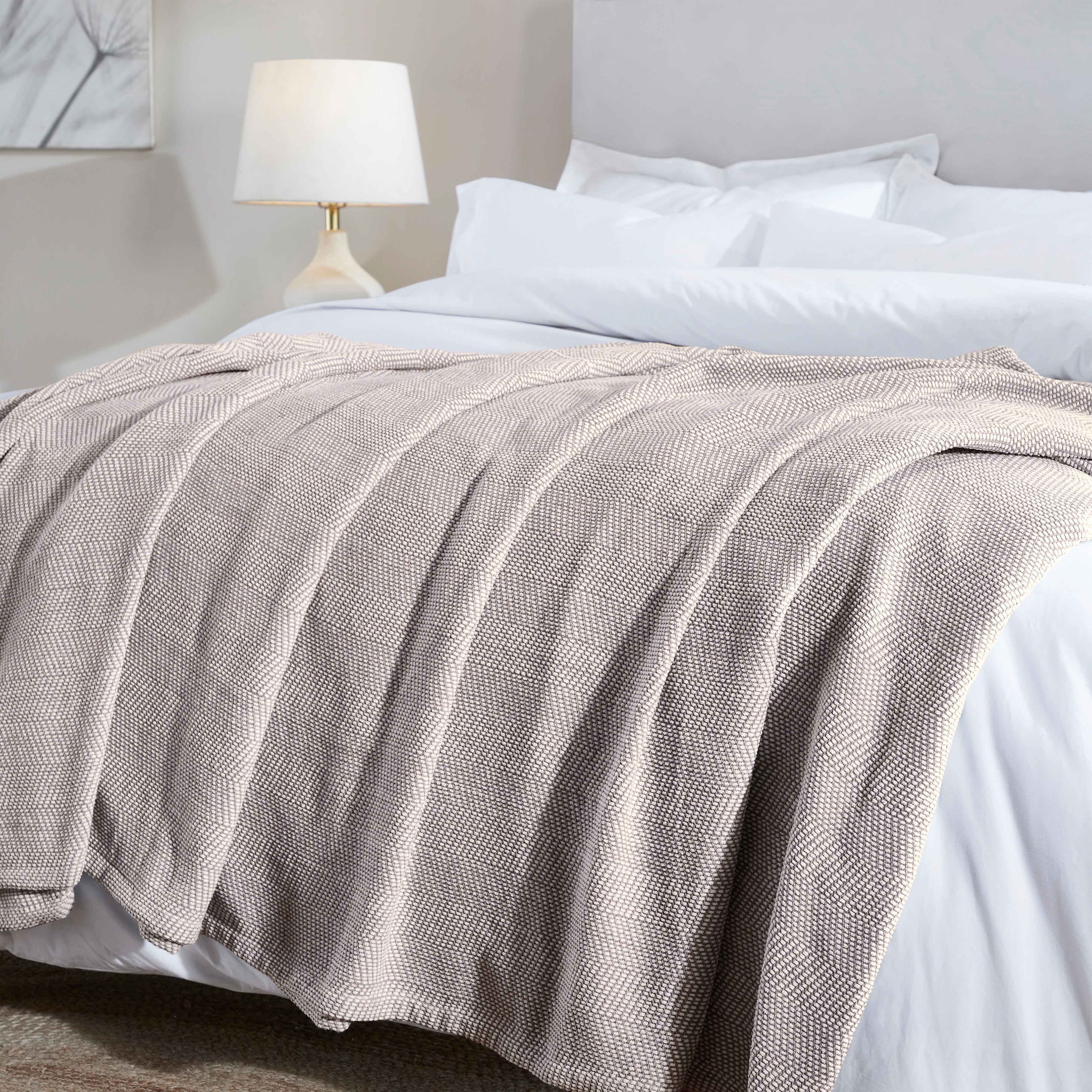 Soft Maya Chenille Herringbone Cotton Blanket - Medium Weight Throw for Bed, Sofa & Couch - Cozy Home Decor & Gift Idea