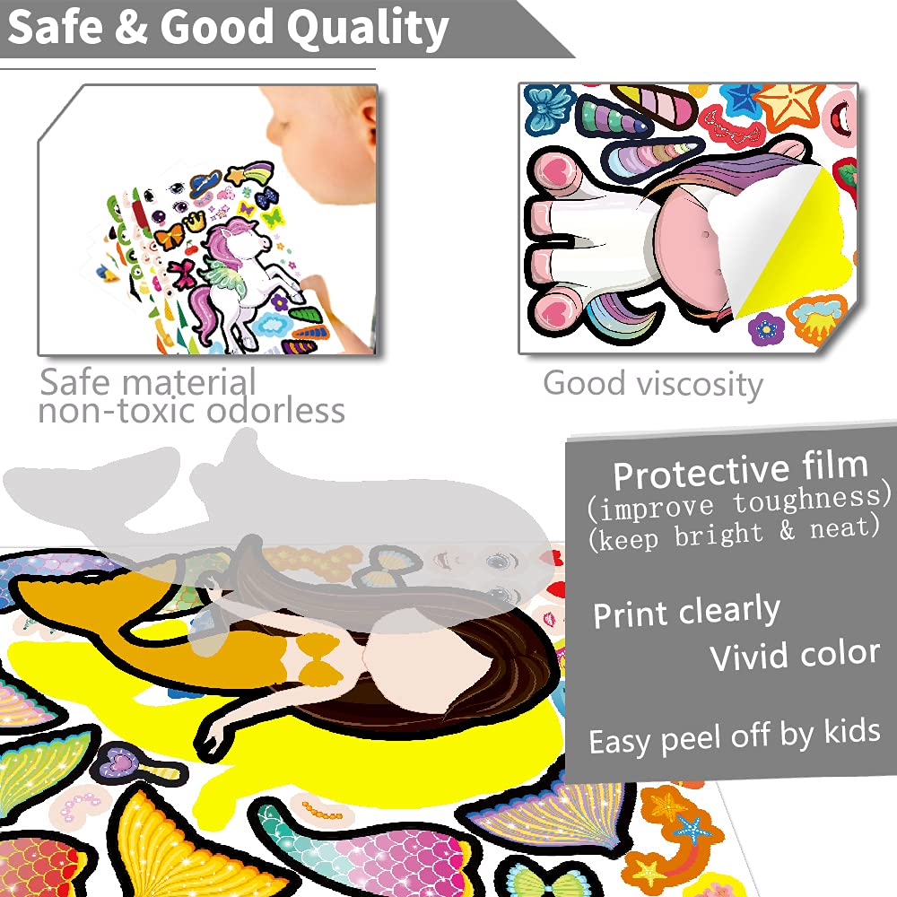 100 Sheets DIY Stickers for Kids - 25 Fun Designs Including Animals, Mermaids, Princess & Prince | Perfect for Arts & Crafts, School Projects, Party Favors & Holiday Rewards | Creative Gift for Children's Activities & Classroom Fun