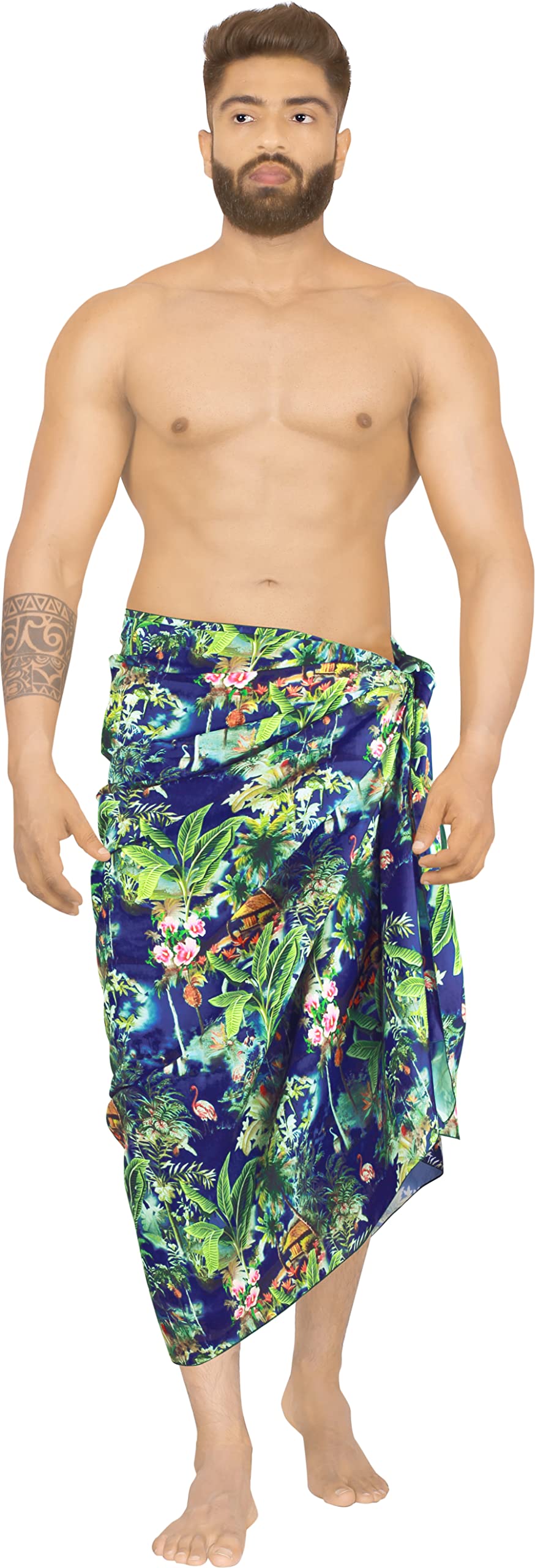 HAPPY BAY Men's Quick-Dry Sarong Swimwear Cover Up - Lightweight Beach Wrap for Swimming, Surfing & Vacation - Perfect Poolside, Resort & Summer Travel Accessory
