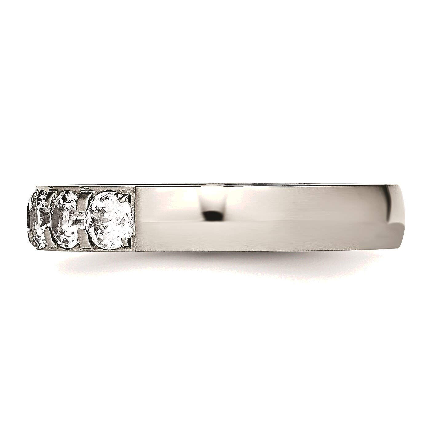 Bonyak Stainless Steel Polished CZ 4.00mm Wedding Band Ring - Size 10 for Men & Women - Durable & Hypoallergenic Jewelry for Everyday Wear, Anniversary Gifts & Special Occasions
