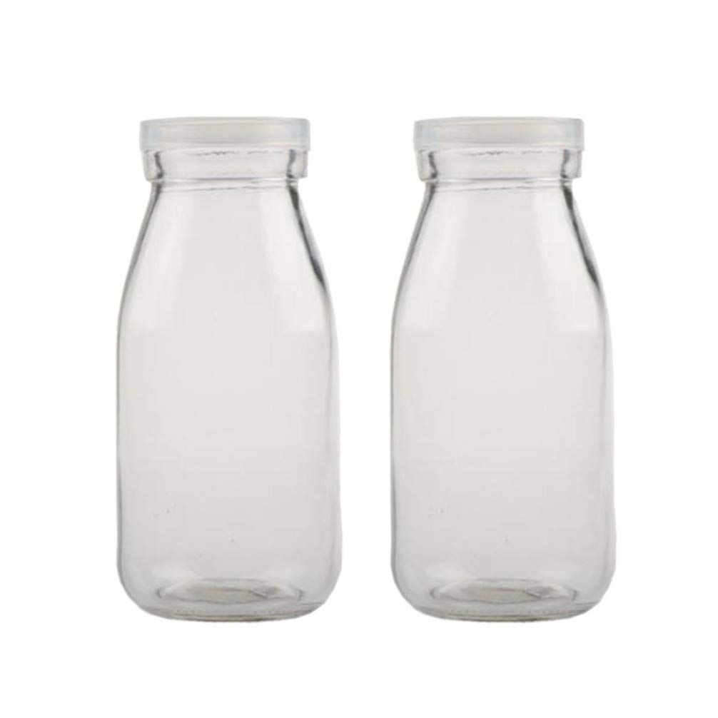 5-Pack 250ML Glass Milk Bottles with Lids - Microwave Safe Transparent Yogurt, Coffee, Juice Drink Containers - Perfect for Home, Office, Cafe & Meal Prep Storage (As Shown in Picture 3)