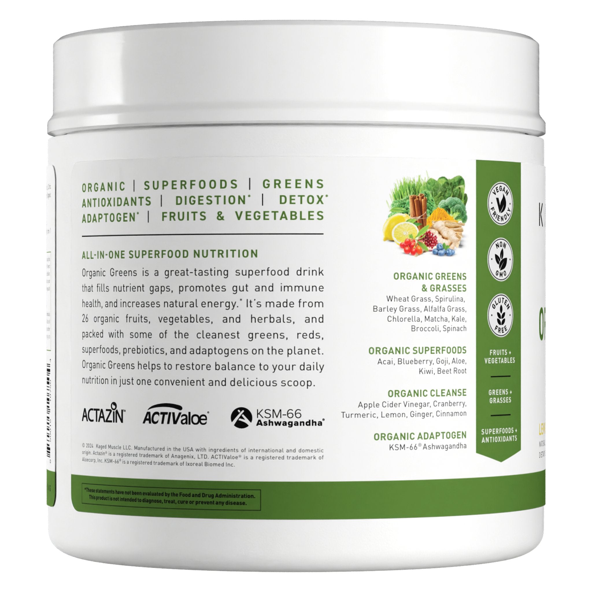 KAGED Organic Superfood Greens Powder - Vegan, Gluten-Free & Non-GMO for Energy & Digestion | Perfect for Smoothies, Juices & Daily Nutrition Boost