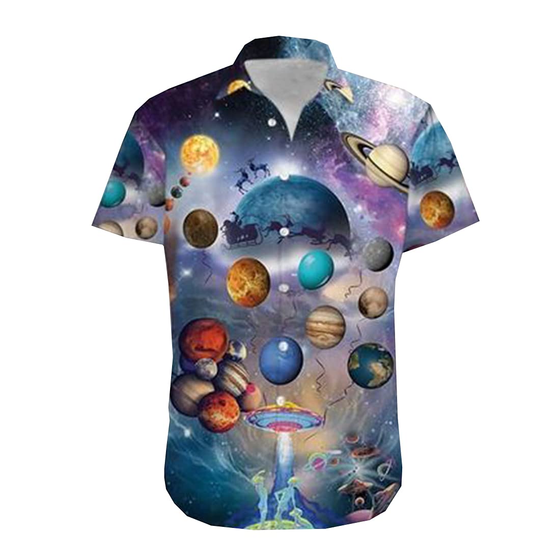 Men's Tropical Christmas Hawaiian Shirts - Short Sleeve Button Down Aloha Shirts with America Jesus Design | Perfect for Beach Parties, Summer Vacations & Holiday Festivities