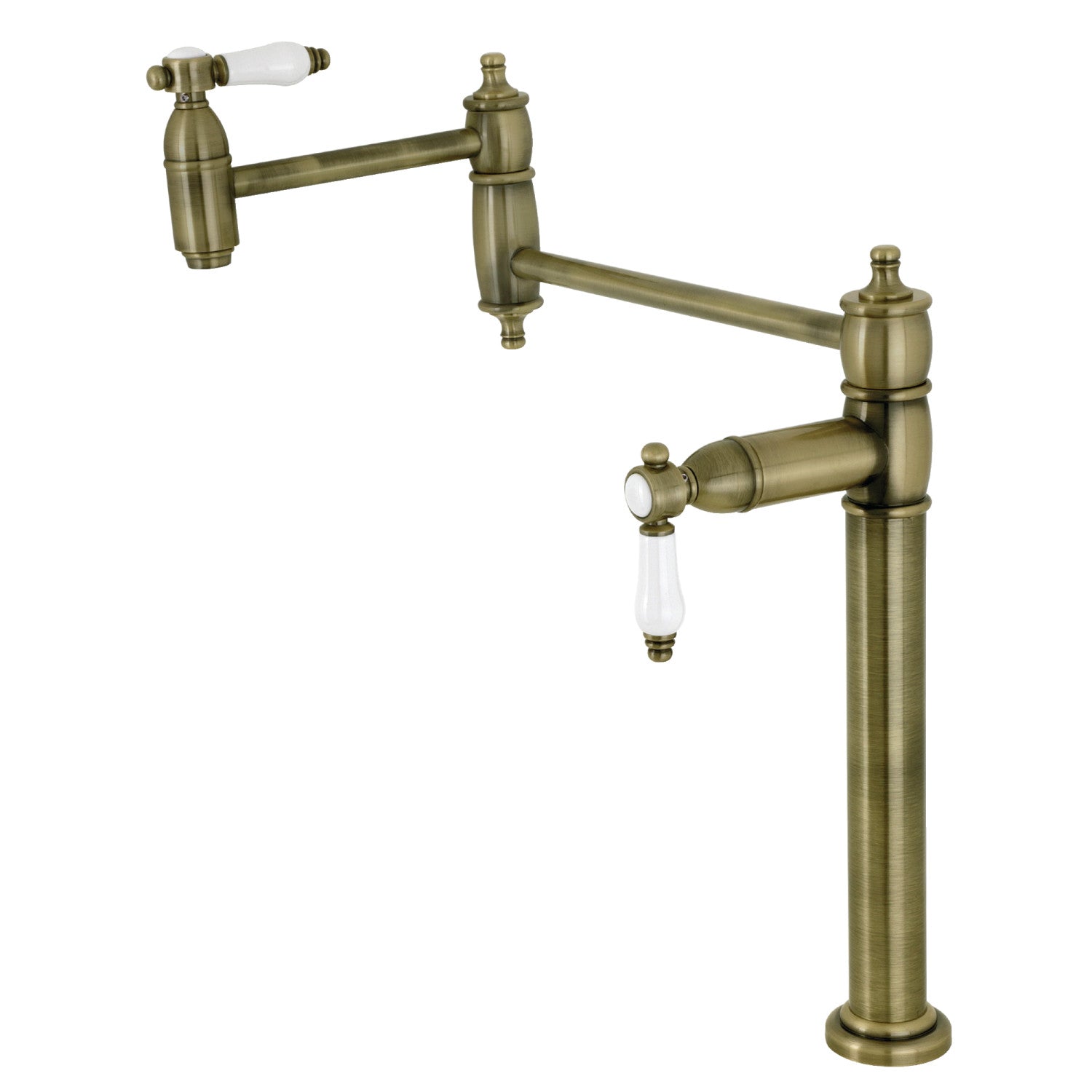 Bel Air KS3703BPL Single Hole Deck Mount Pot Filler Faucet in Antique Brass - Perfect for Kitchen Sink, Stove & Cooking Area