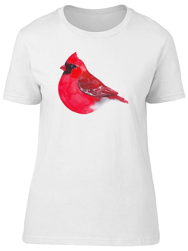 Red Furry Cardinal Bird Graphic T-Shirt for Women - Cute Animal Print Casual Tee for Everyday Wear, Outings & Gifts