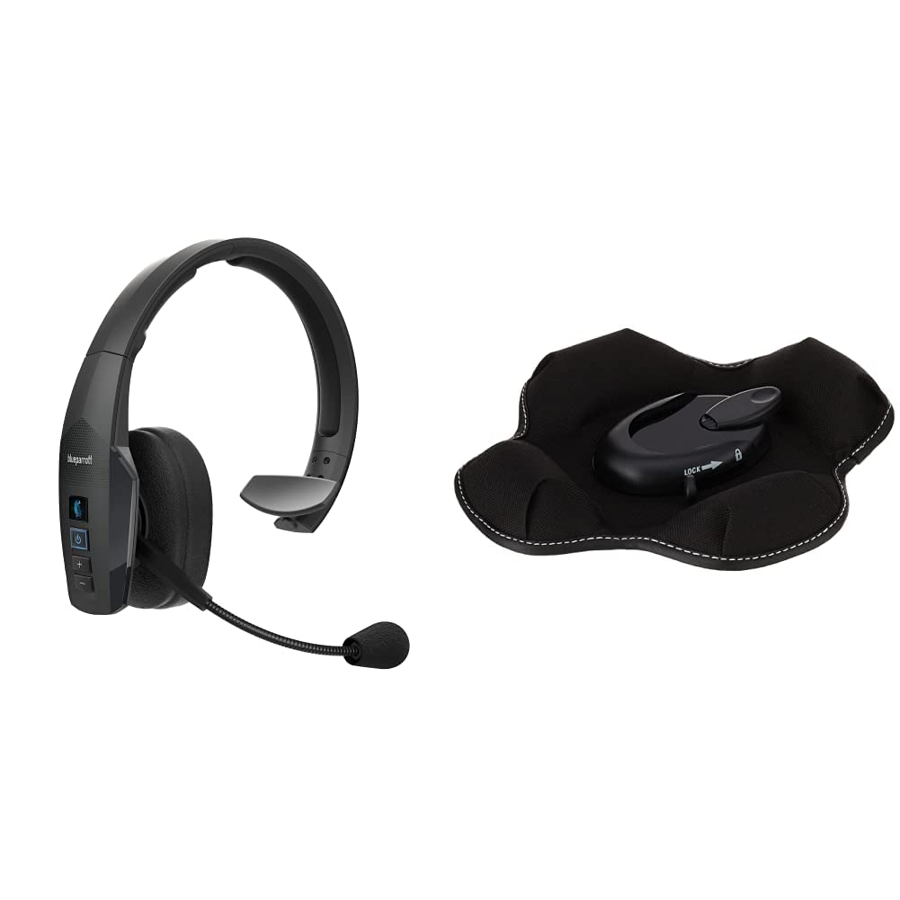 BlueParrott B450-XT Noise Cancelling Bluetooth Headset (Black) & Garmin Portable Friction Mount - Hands-Free Communication for Truck Drivers & GPS Navigation for Road Trips