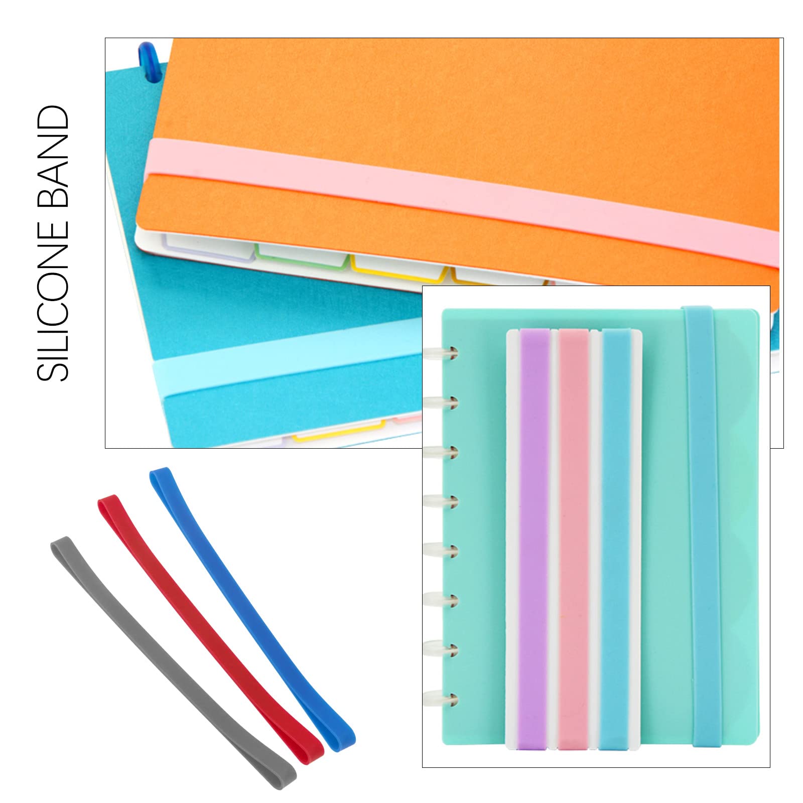 10 Pack A5 Silicone Rubber Bands - Durable Book Straps, Planner Elastic Bands (200mm) for Organizing, Cooking, Wrapping, Exercise & Crab Traps - Non-Slip Silica Gel Bands for Lunch Boxes, Art Projects & More