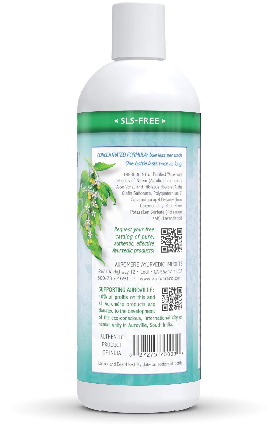 Auromere Neem & Aloe Vera Shampoo - 16 Fl Oz (Pack of 8) | Natural Hair Care for Dry Scalp & Dandruff Relief | Perfect for Daily Use & Ayurvedic Hair Treatment