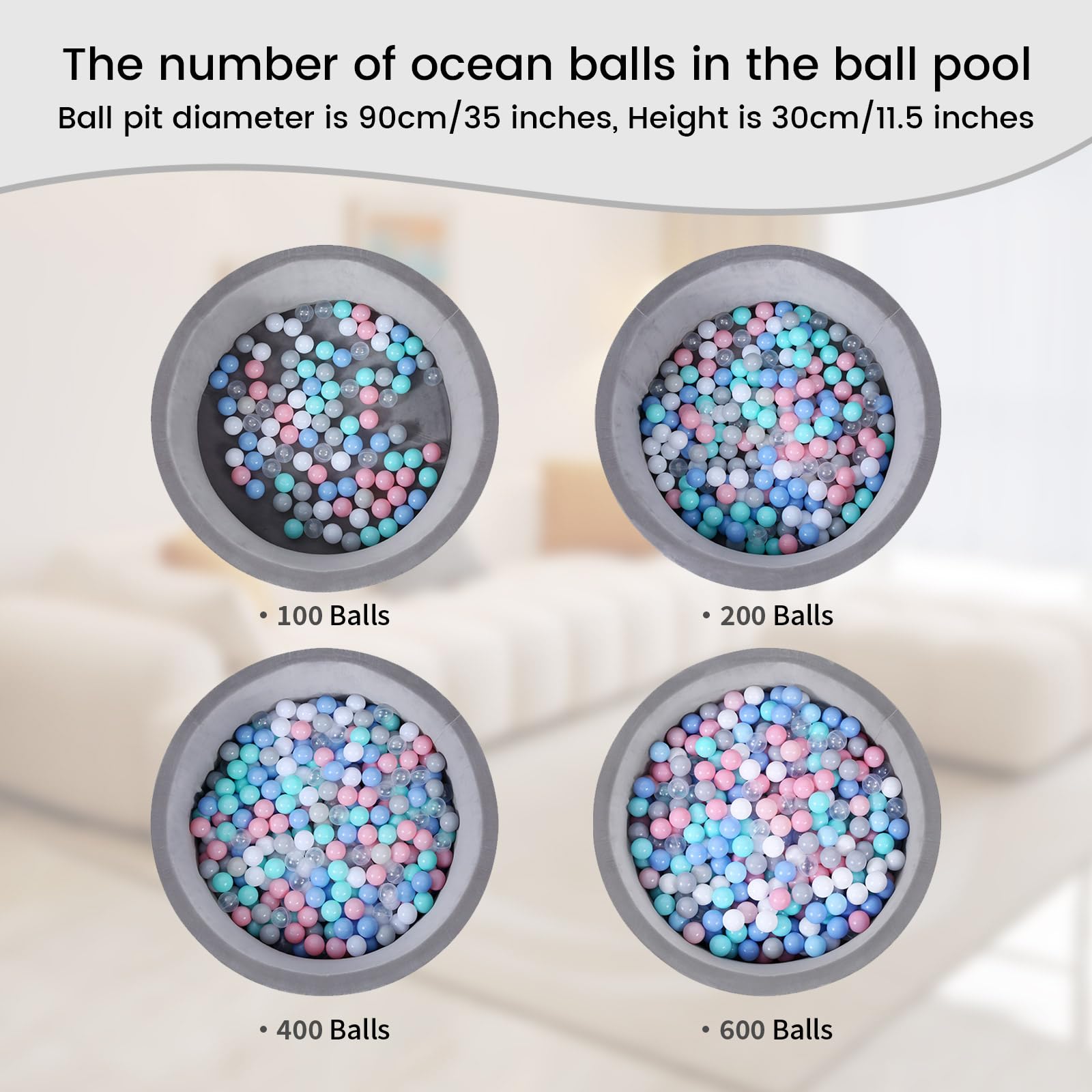 200-Pack 2.15 Inch Thickened Soft Plastic Ball Pit Balls for Kids - BPA & Phthalate Free, Crush-Proof Toddler Play Balls (Pure White) - Perfect for Indoor Playrooms, Birthday Parties & Sensory Play Activities