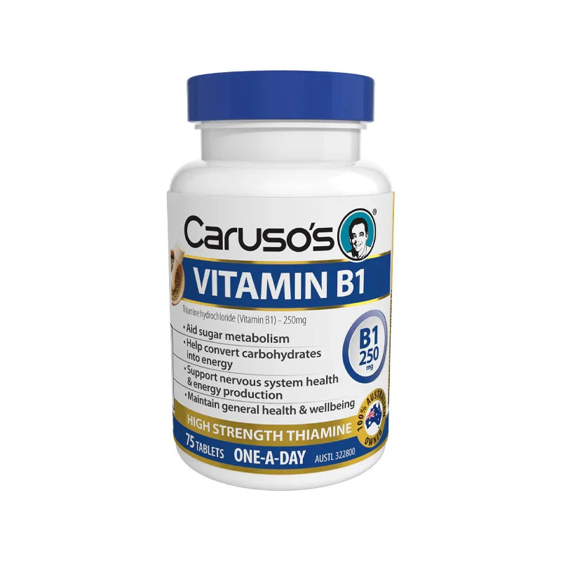 Caruso's Vitamin B1 250mg Supplement - Supports Energy Metabolism & Nervous System Health - Ideal for Active Lifestyles & Stress Relief
