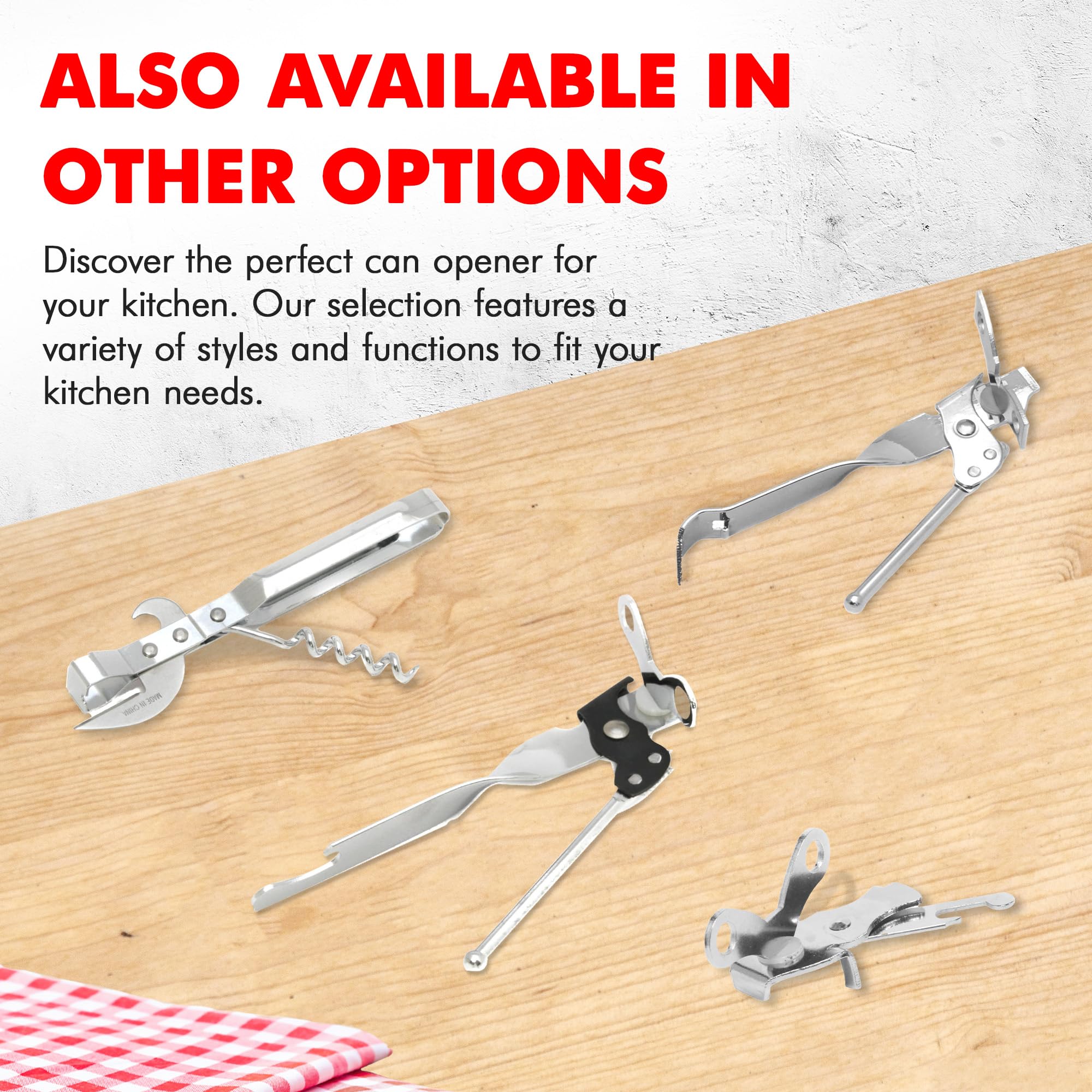 Premium Chef Craft Select Can Opener with Tapper - 6.5 Inch Ergonomic Design, Durable Nickel Plated - Perfect for Kitchen, Camping & Emergency Preparedness