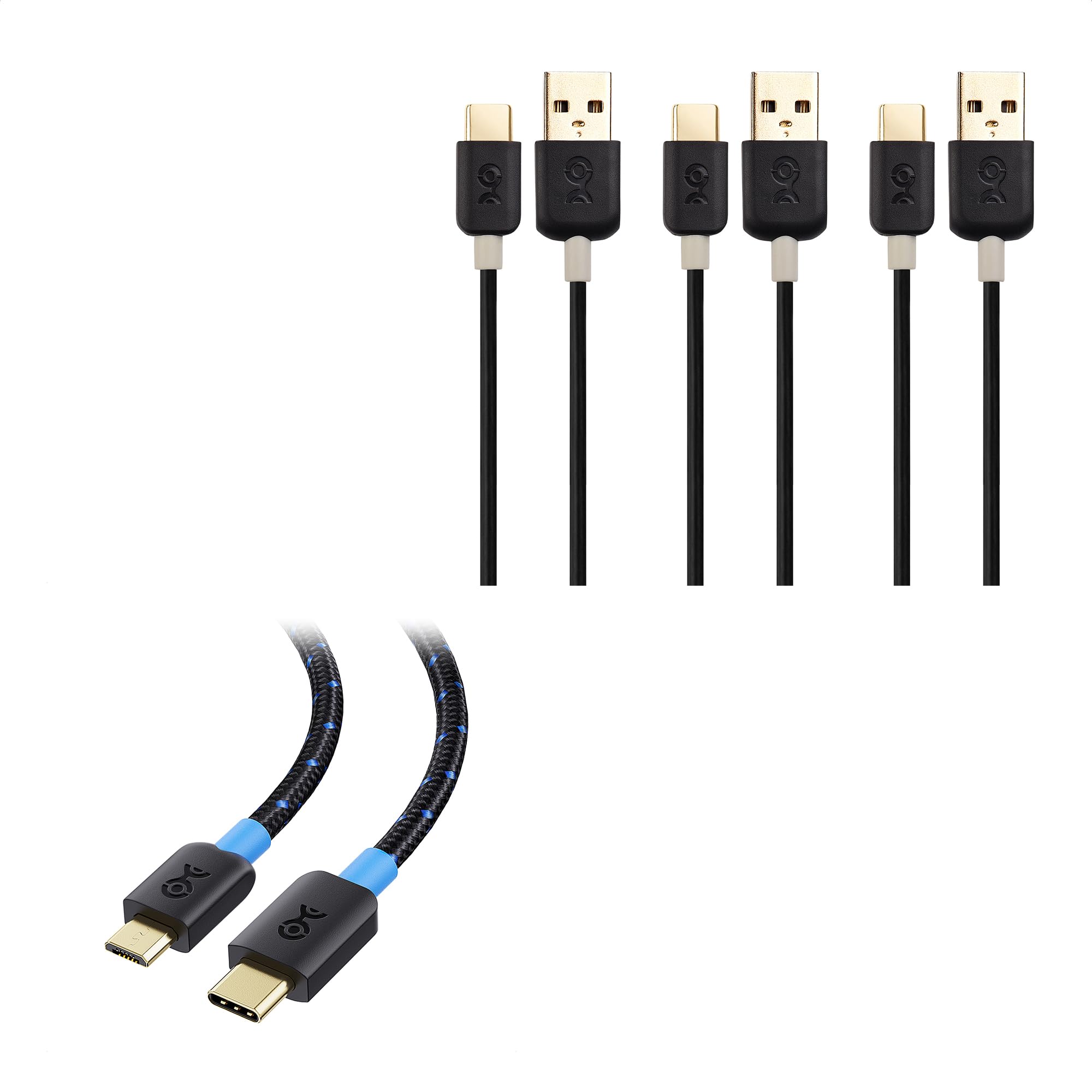 Premium Braided USB C to Micro USB Cable 3.3ft - Fast Charging & Data Sync - Durable Nylon Jacket - Compatible with Samsung, Android & More (Black) - Perfect for Travel, Office & Home Charging
