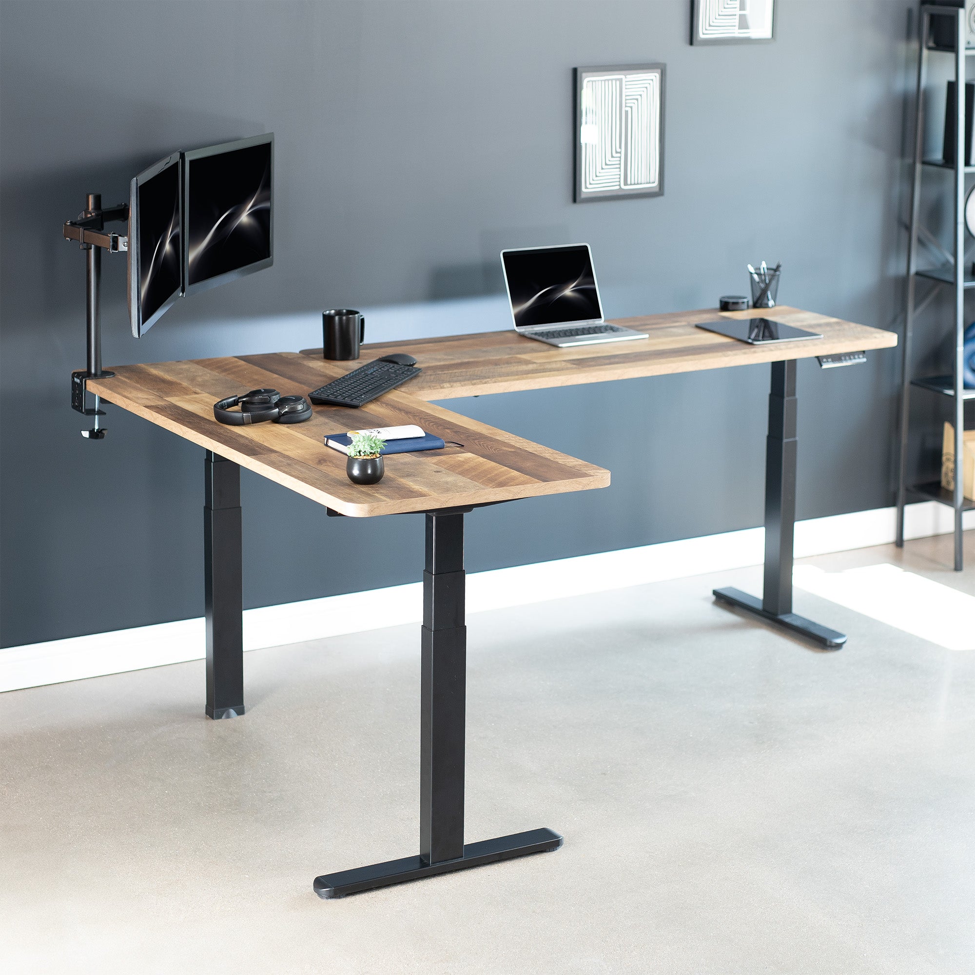 3E Series Triple Motor Electric Standing Desk - Adjustable Height Corner Workstation for Home & Office - Perfect for Ergonomic Workspaces, Gaming Setups & Small Spaces
