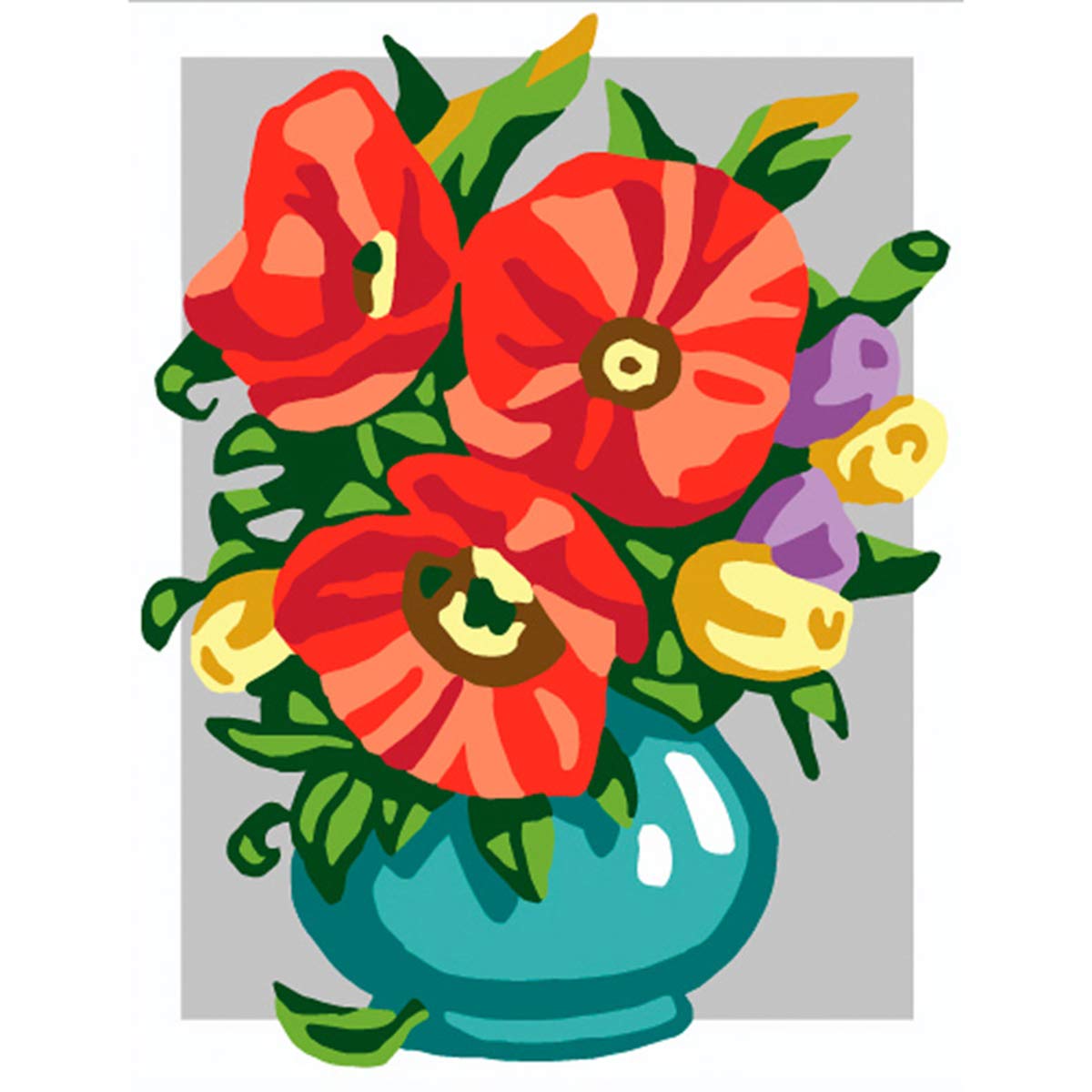 RTO Flowers in Bowl Collection D'Art Stamped Needlepoint Kit - DIY Embroidery Craft for Home Decor, Gift Making & Relaxation