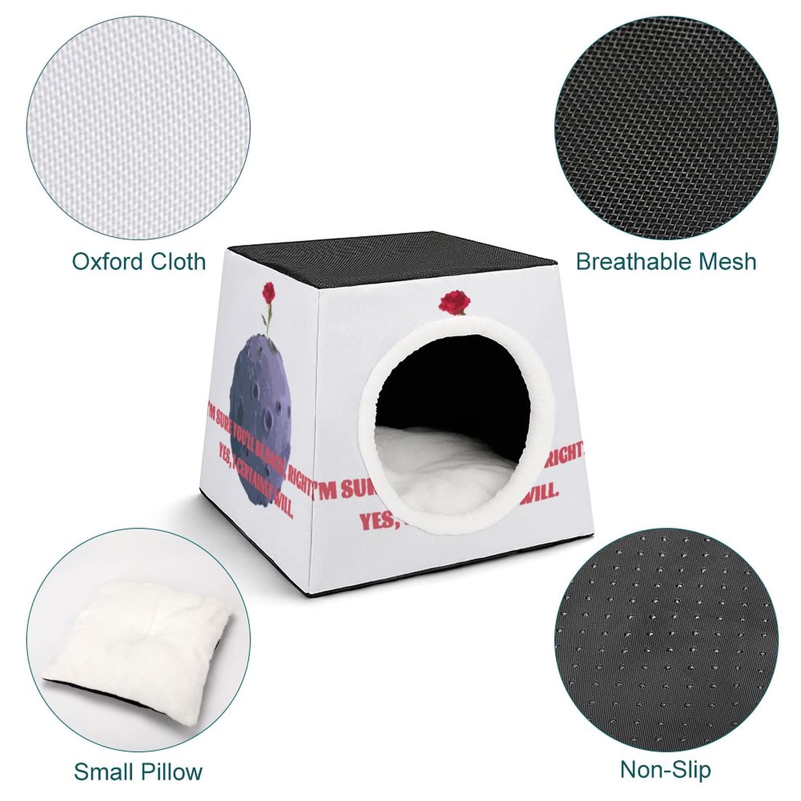 **Printed Cat Cube Kitty House - Indoor Cat Bed & Small Dog Shelter - Warm & Cozy Pet Sofa with Planet Rose Design - Perfect for Lounging, Napping & Playtime**