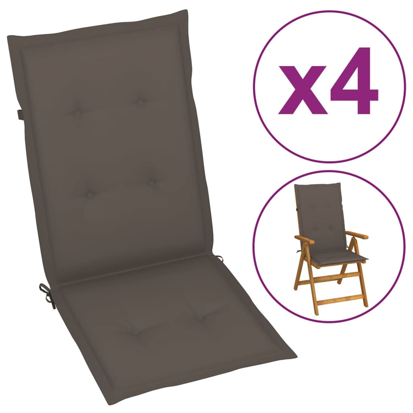 Tidyard 4-Piece Outdoor Garden Chair Cushions Set - Water-Resistant Patio Seat & Back Cushions (47.2