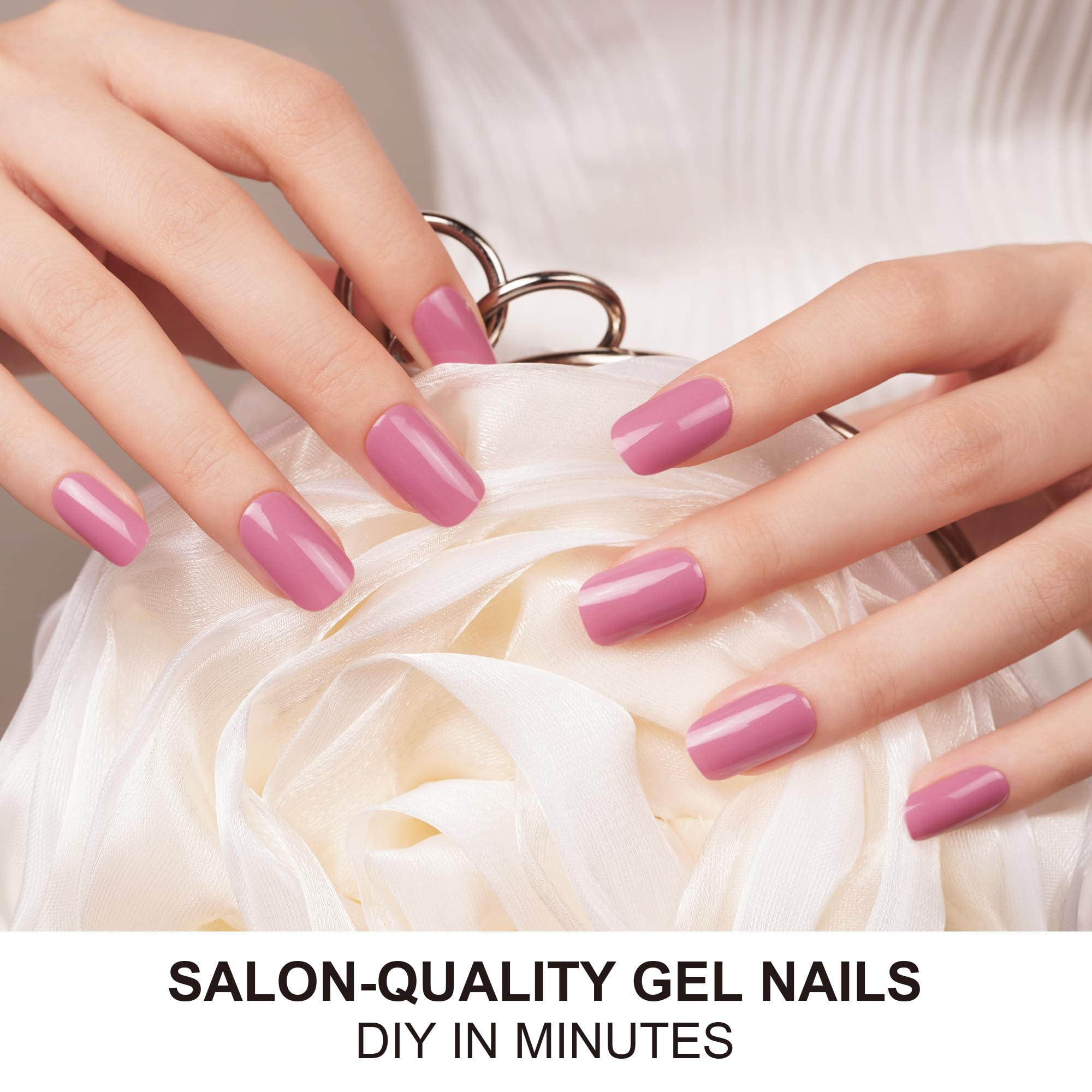 DANNI & TONI Semi Cured Gel Nail Strips - Pink Lemonade Fuchsia Glossy Nail Wraps (28 Stickers) | DIY Salon-Quality Manicure at Home for Parties, Weddings & Special Occasions