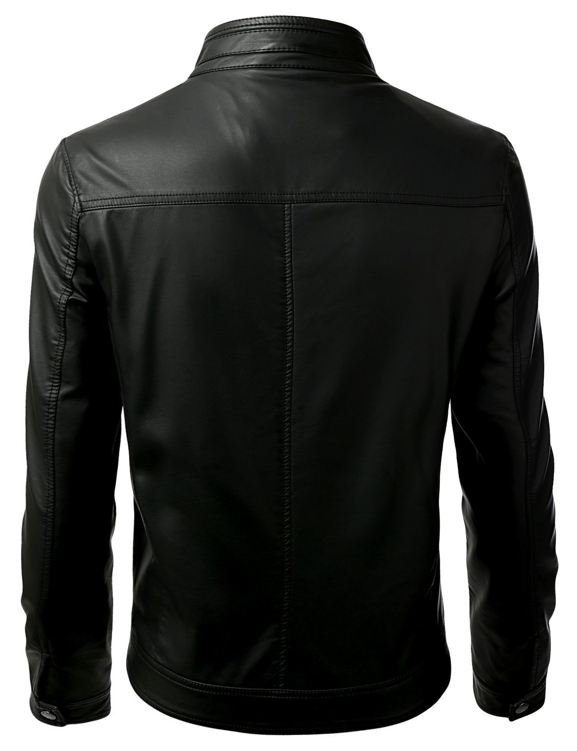 VearFit Men's Classic Black Faux PU Leather Biker Jacket - Motorcycle Riding Jacket for Men, Stylish Outerwear for Casual Wear & Night Out