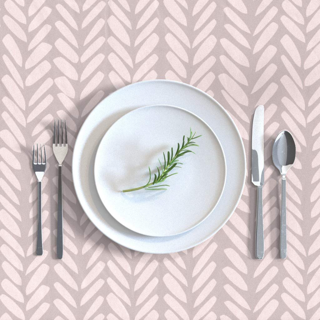Premium Cotton Sateen Tablecloth 70x108 Inches - Herringbone Chevron Neutral Nursery Abstract Taupe Print | Washable Dining Table Cover for Parties, Weddings & Home Decor