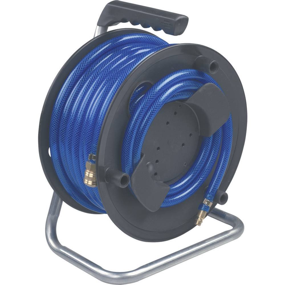 Metabo SA100 20M Air Hose Reel - Heavy Duty Green Air Compressor Hose for Garage, Workshop & Industrial Use