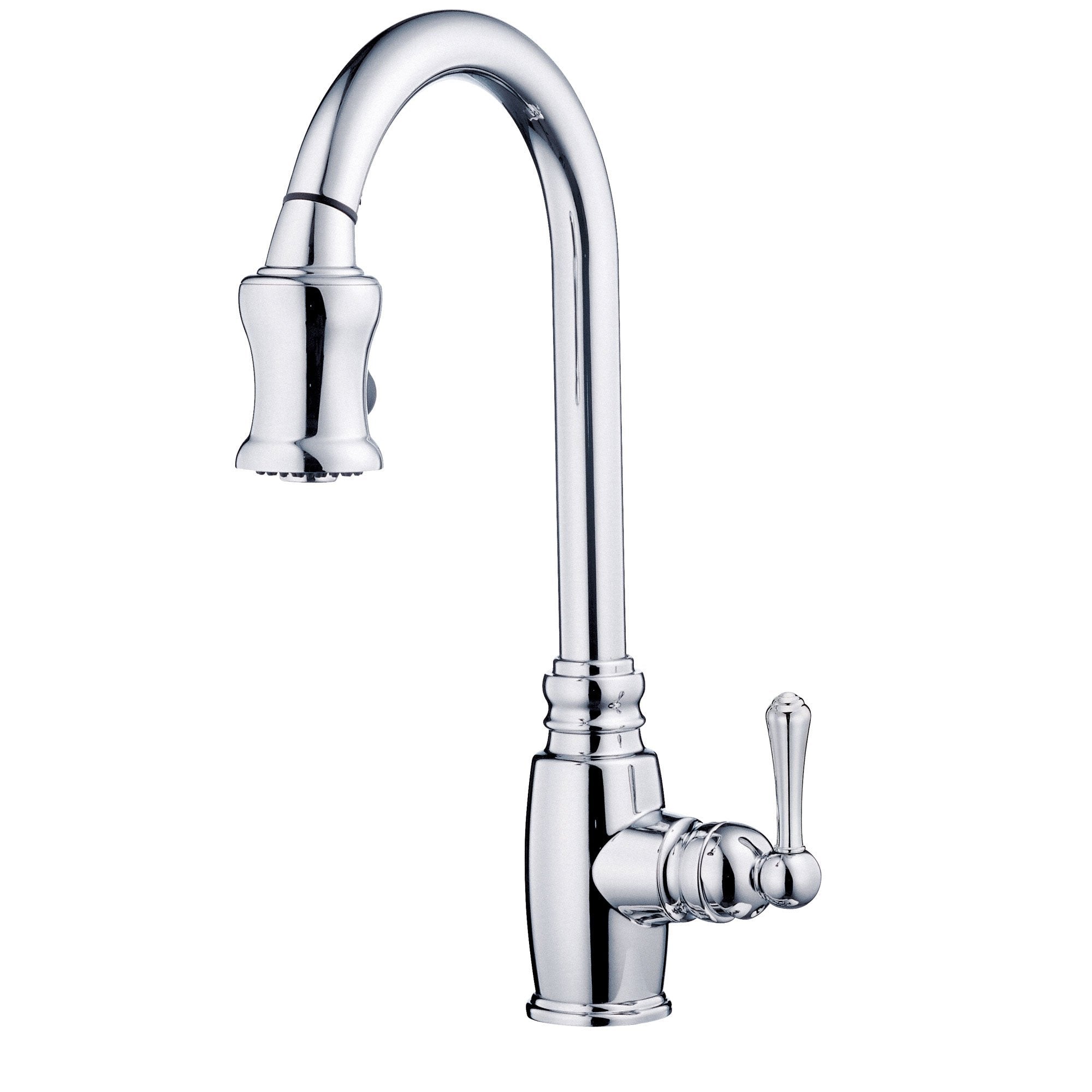 Danze Opulence Chrome Traditional Gooseneck Pull-Down Spray Kitchen Faucet - High Arc Spout for Deep Sinks, Easy Installation, Perfect for Modern & Farmhouse Style Kitchens
