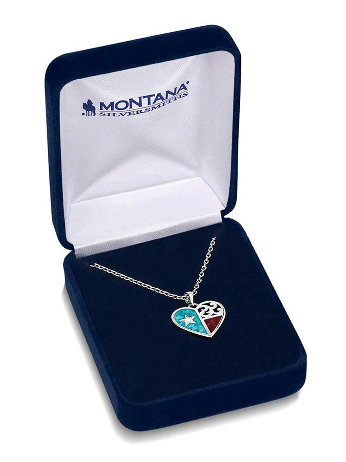 Montana Silversmiths NC5818 Women's Silver Texas Love Necklace - Perfect for Western Fashion, Cowgirl Outfits & Texas Pride Gifts