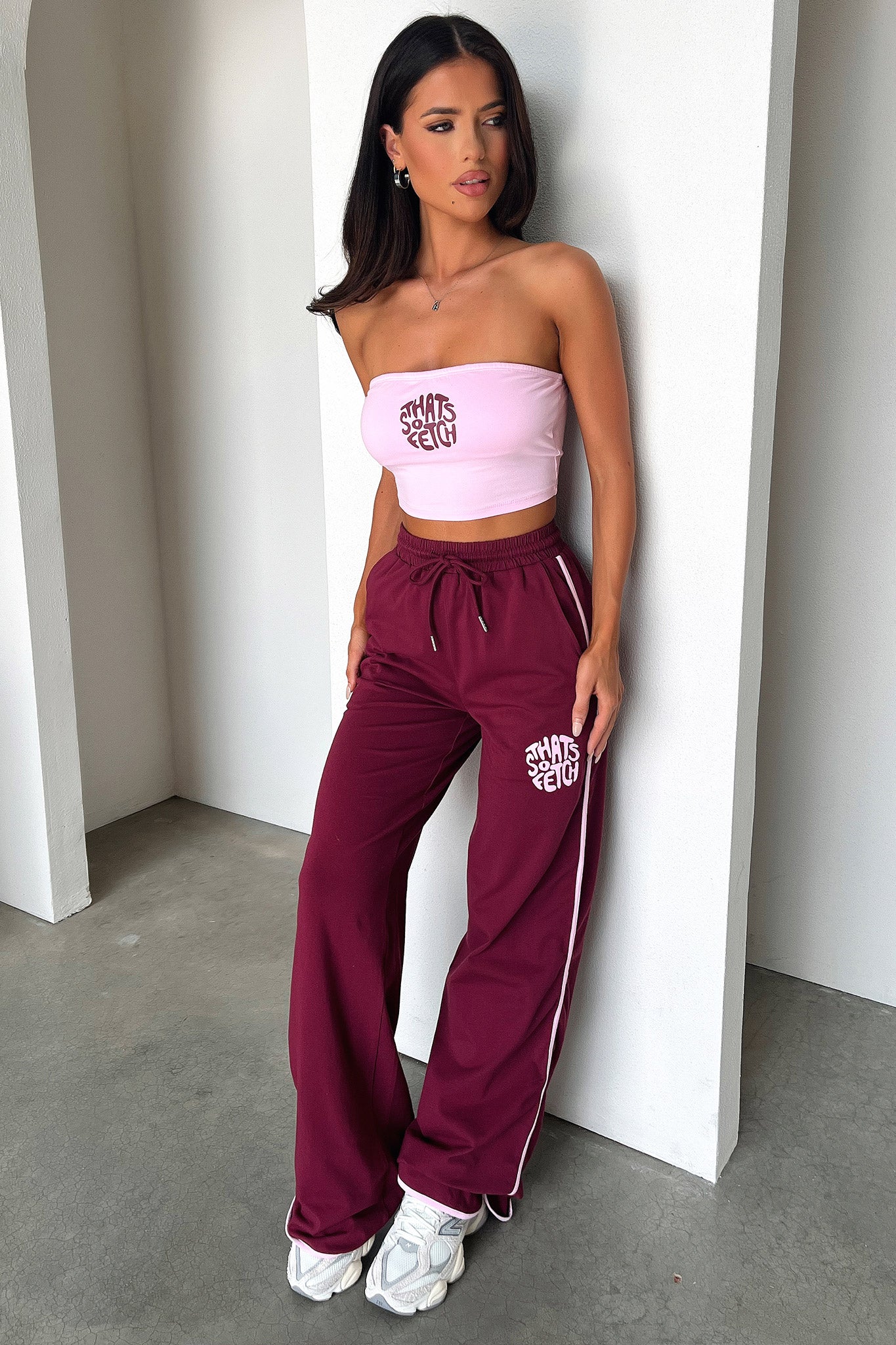 Beckham Wide Leg Pants for Women - Burgundy Red High Waisted Palazzo Trousers | Office Wear, Casual Outfits & Special Occasions