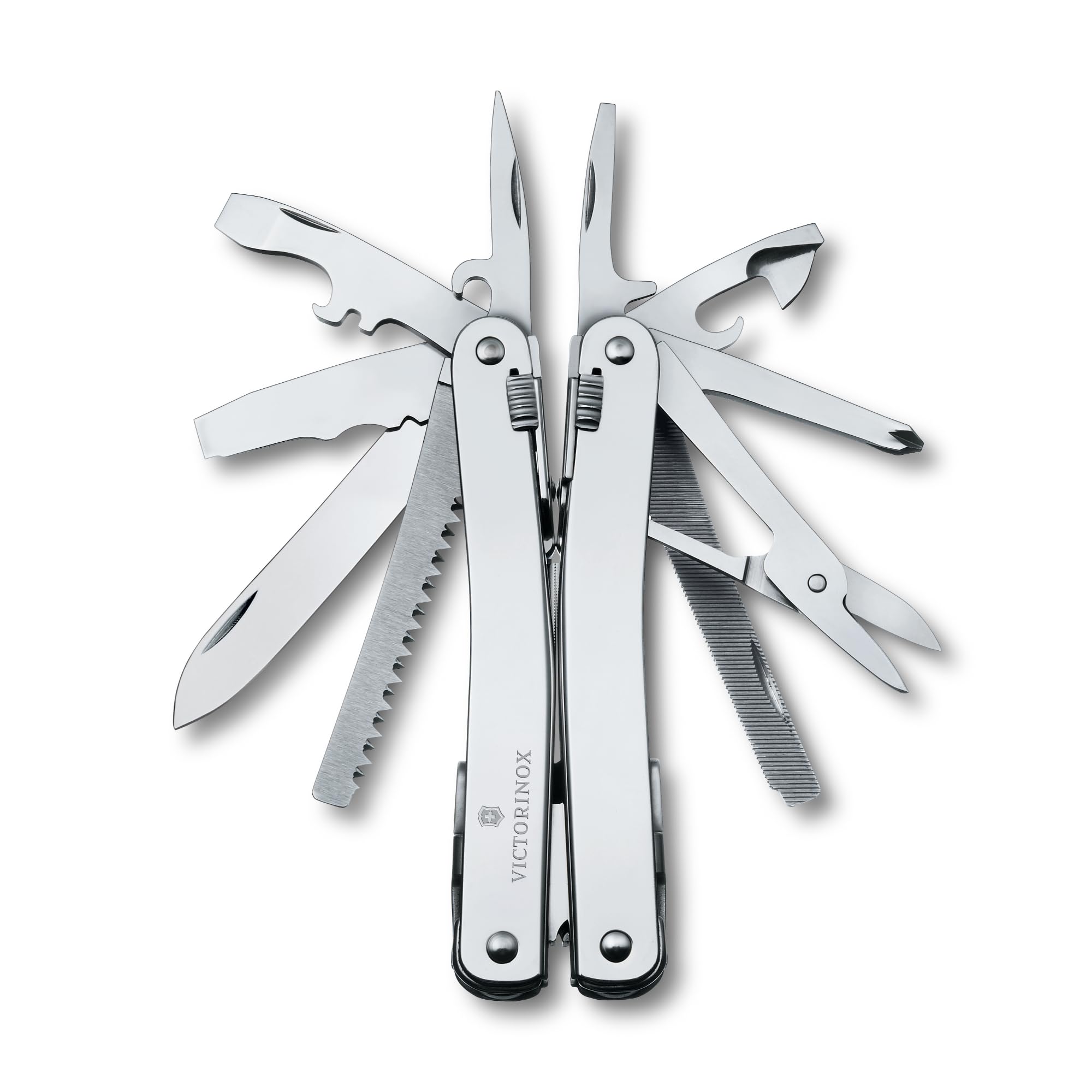 Victorinox Swiss Tool Spirit X Multitool - 24 Functions with Locking Blade & Combination Pliers, Includes Leather Case (Silver) - Perfect for Camping, Hiking, and Everyday Carry