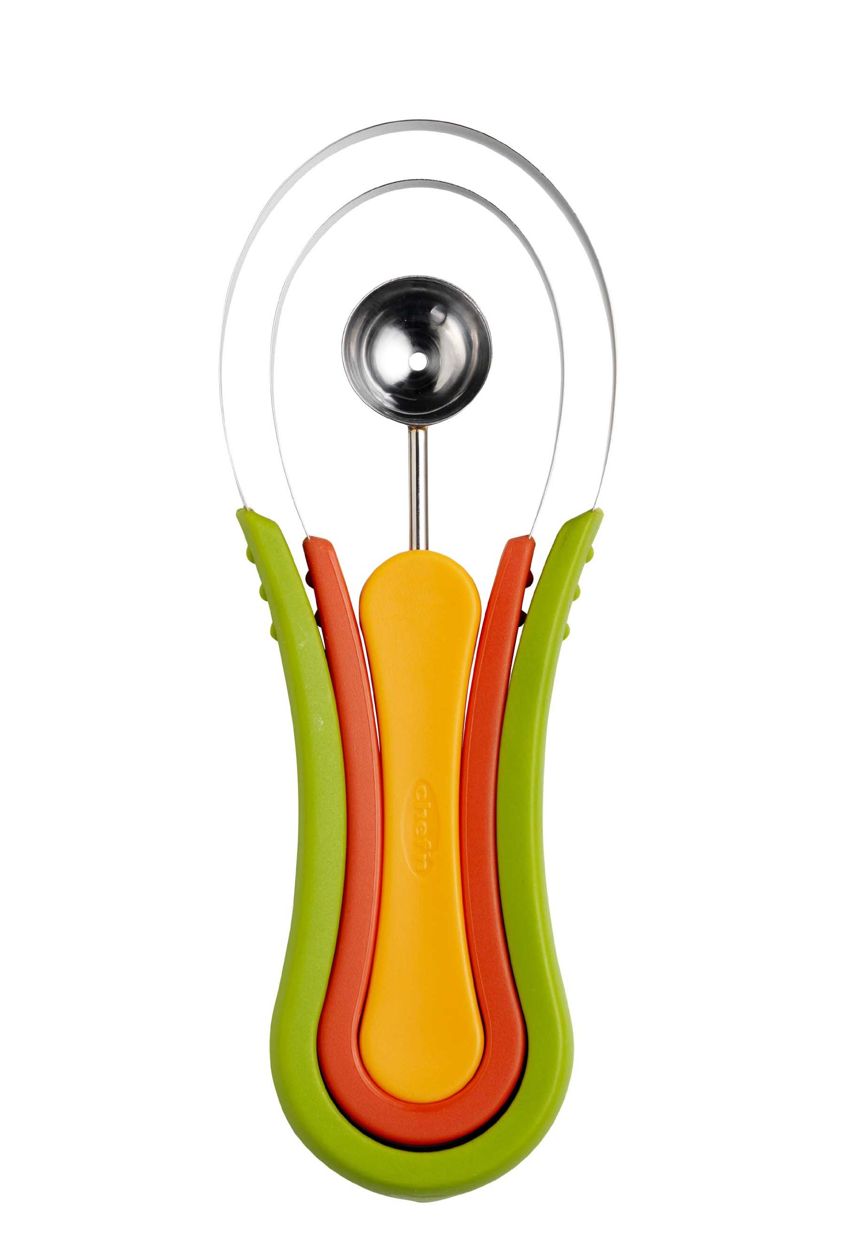 Chef'n Scoop Troop Melon Baller & Fruit Scoop Set - 3-Piece Stainless Steel Kitchen Tool for Melons, Avocados & Fruits - Perfect for Fruit Salads, Smoothie Bowls & Party Platters