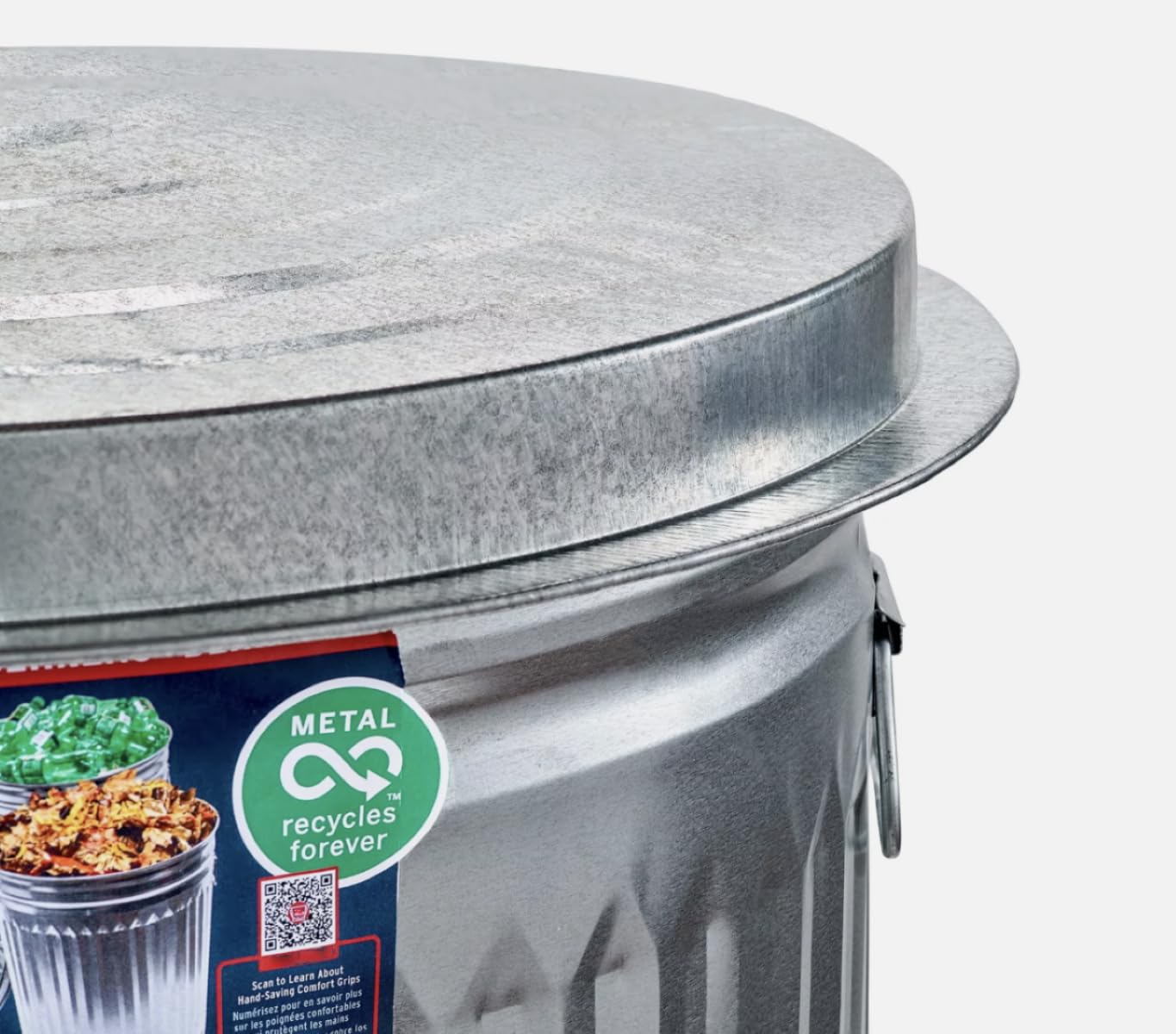 31 Gallon Galvanized Steel Round Trash Can with Lid - Heavy Duty Metal Garbage Bin for Kitchen, Office, Outdoor Use - Rustproof & Durable Household Waste Container (Grey)