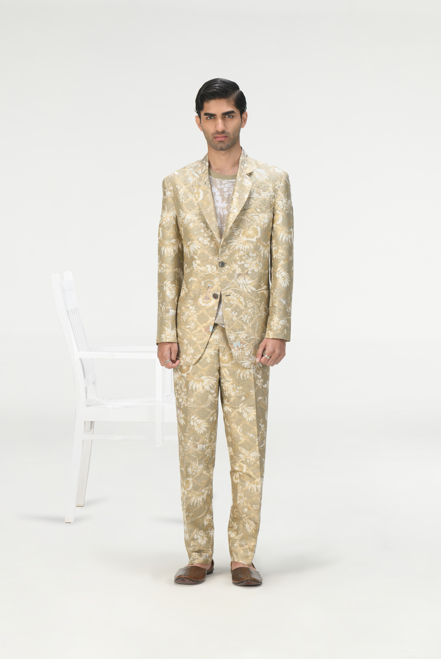 Classic Silk Brocade Trousers in Elegant Oyster Grey | Formal Wear & Special Occasion Outfits