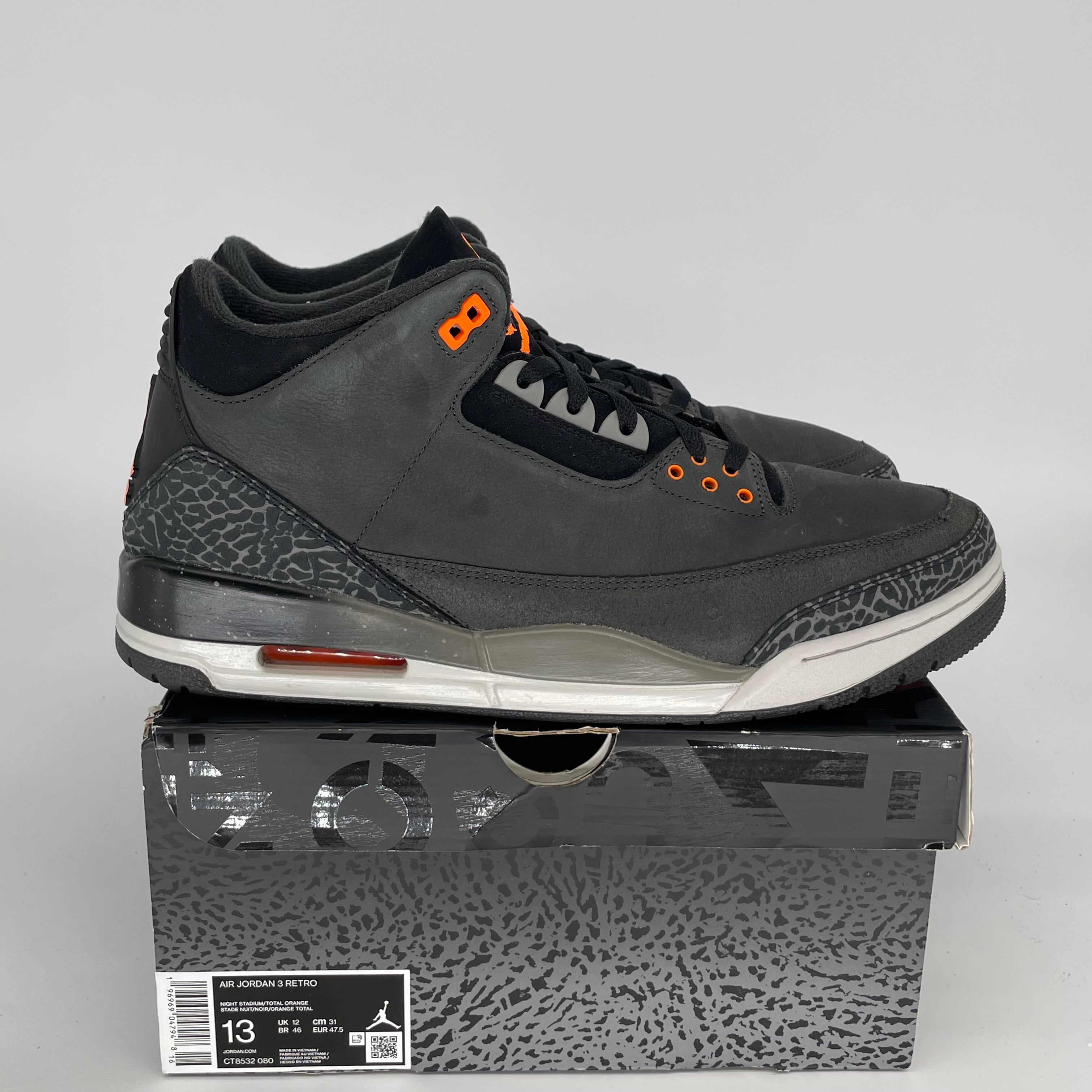 AIR JORDAN 3 FEAR Basketball Shoes Men's Size 13 Retro Sneakers - Style CT8532-080 for Streetwear & Game Day Outfits