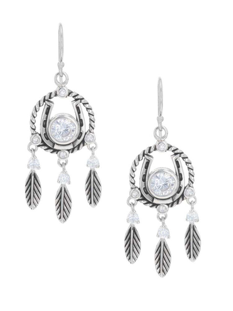 Montana Silversmith ER4521 Horseshoe Feather Dreams Sterling Silver Earrings for Women - Perfect for Western Fashion, Cowgirl Style & Everyday Wear