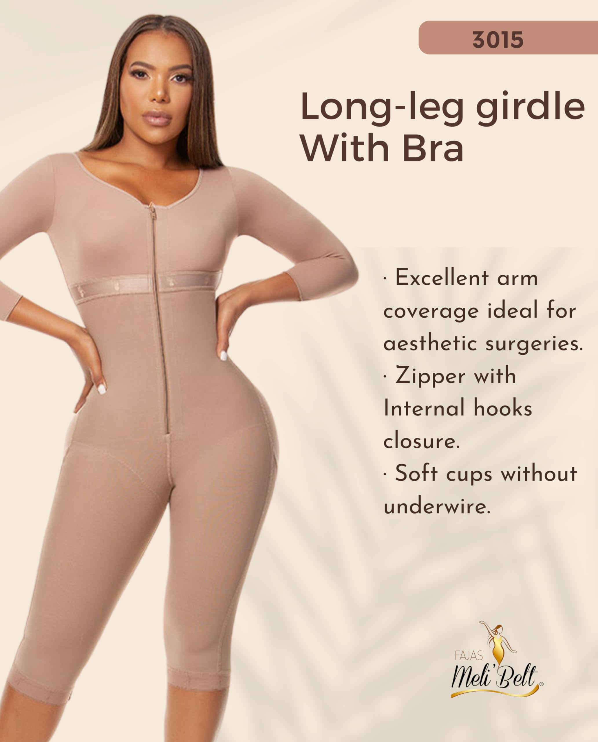 Melibelt 3015 Colombian Shapewear for Women - High Compression Waist Trainer & Body Shaper with Built-in Bra - Slimming Girdle for Tummy Control, Postpartum Recovery & Special Occasions