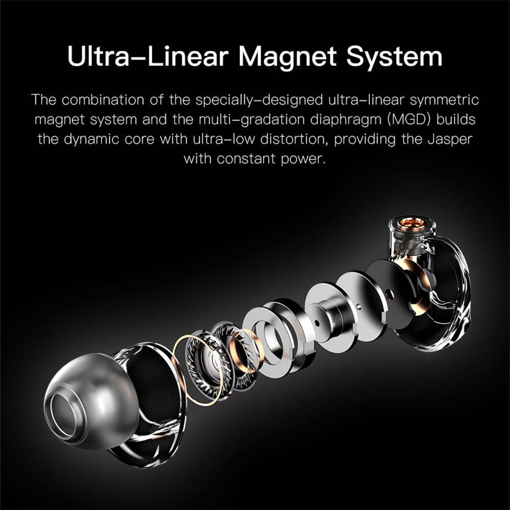 Aune Jasper-T HiFi In-Ear Monitors (IEMs) - High Fidelity MMCX Earphones with Pure Sound Quality - Perfect for Audiophiles, Musicians & Studio Monitoring (Black)