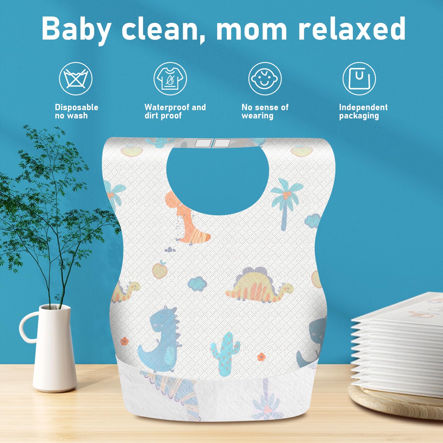40/60PCS Disposable Baby Bibs & Drool Bibs - Waterproof, Oil-Proof, Individually Packaged, Super Soft & Adjustable Size - Perfect for Feeding, Teething & Messy Playtime