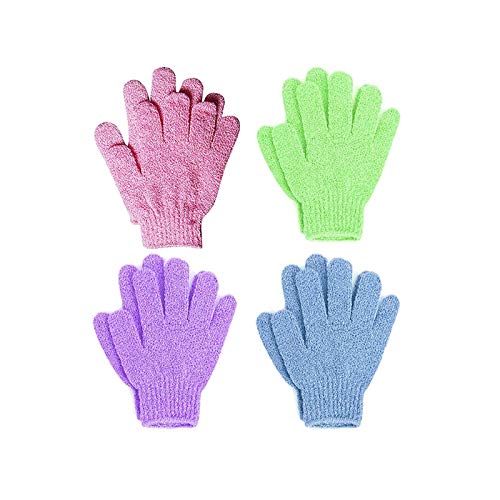 Vklopdsh 4-Pair Exfoliating Shower Gloves - Body Scrubber & Massage Wash Mitts for Deep Cleansing & Dead Skin Removal - Perfect for Spa, Bath & Home Skincare Routine