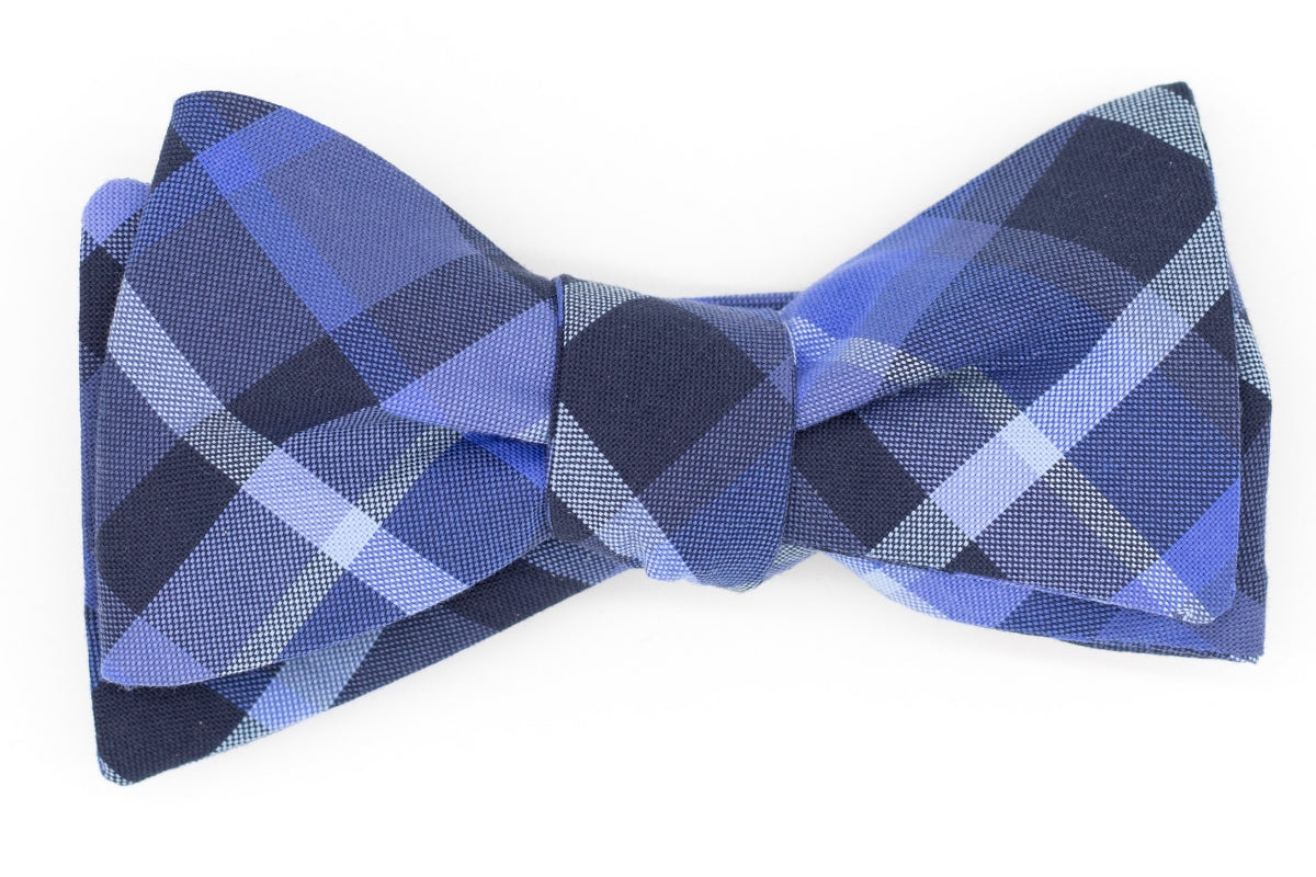 Stylish Blue Cotton Bow Tie for Men - Classic Blue & White Madras Pattern - Perfect for Weddings, Parties & Formal Events