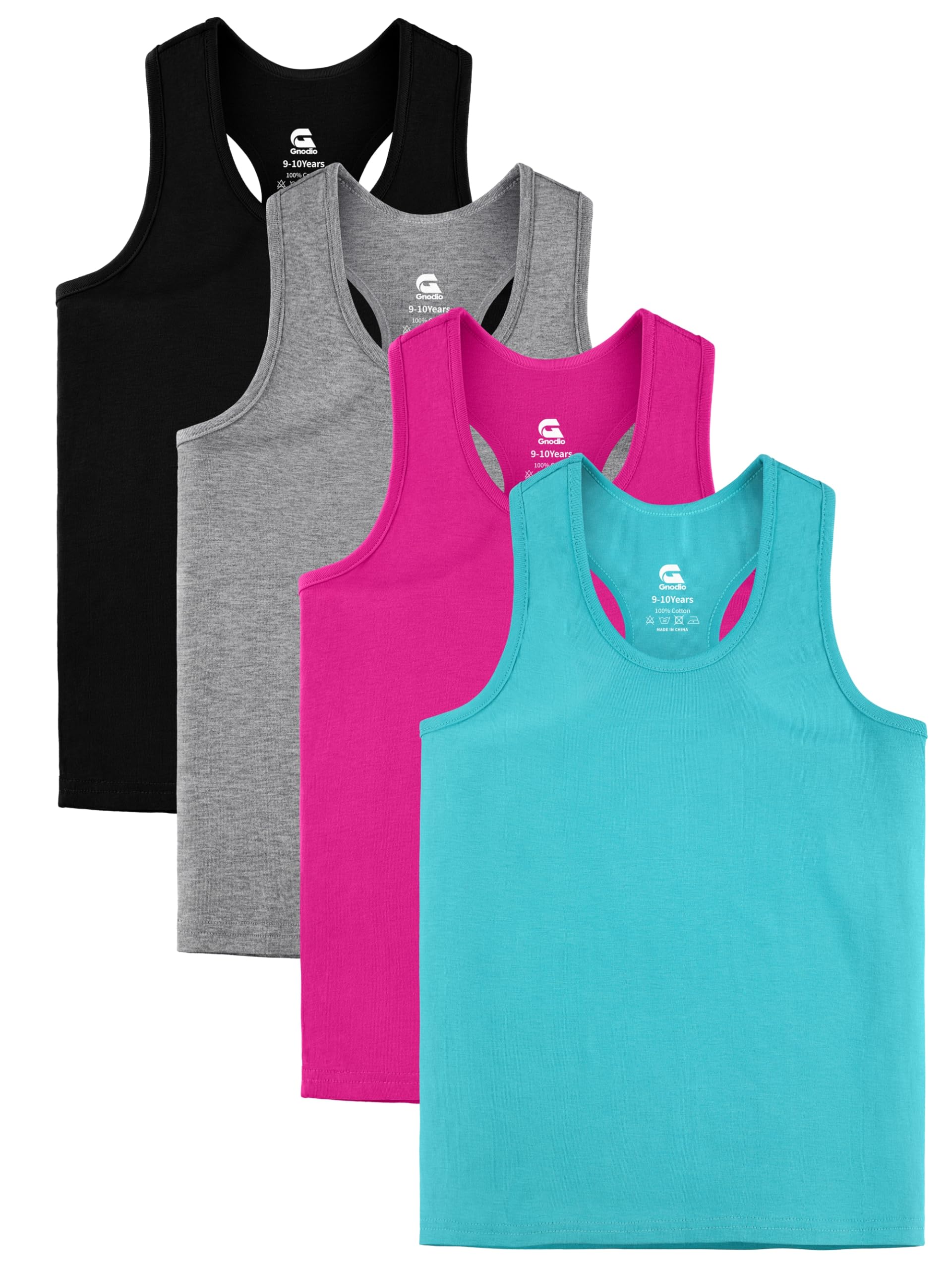 4 Pack Girls Tank Tops - Sleeveless Cotton Racerback Undershirts for Dance, Gymnastics & Ballet | Soft Breathable Crop Tops for Kids & Teens | Perfect for Sports, Practice & Summer Outfits